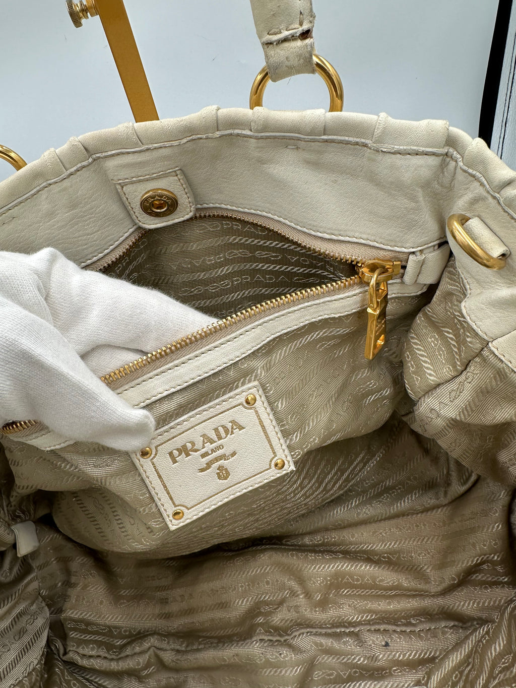 Rare Prada Gaufre gathered leather bag