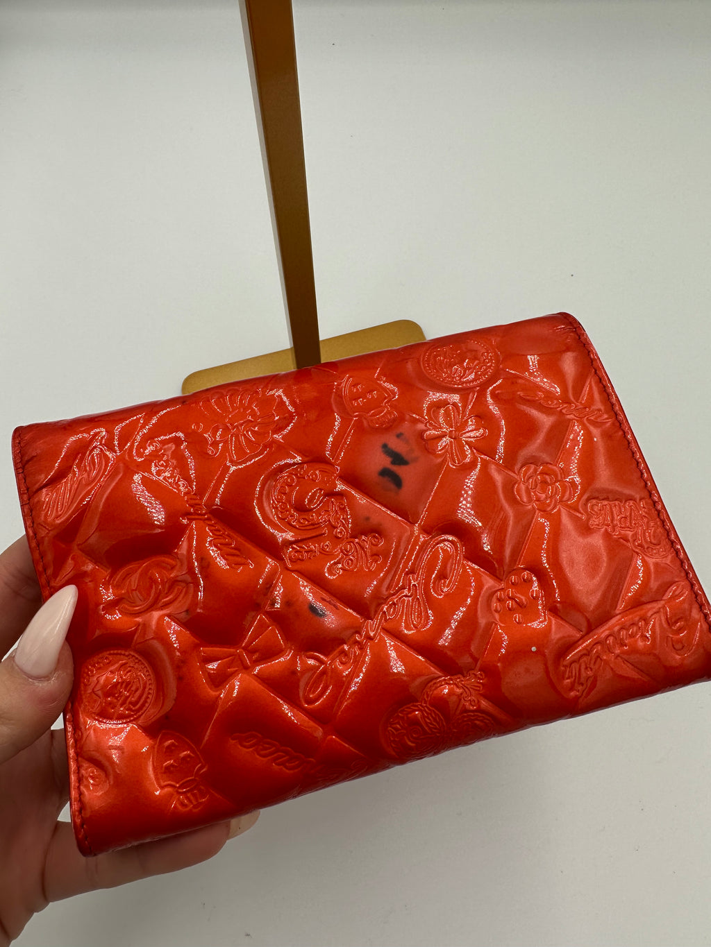 Chanel Icon Matlasse mademoiselle red patent wallet