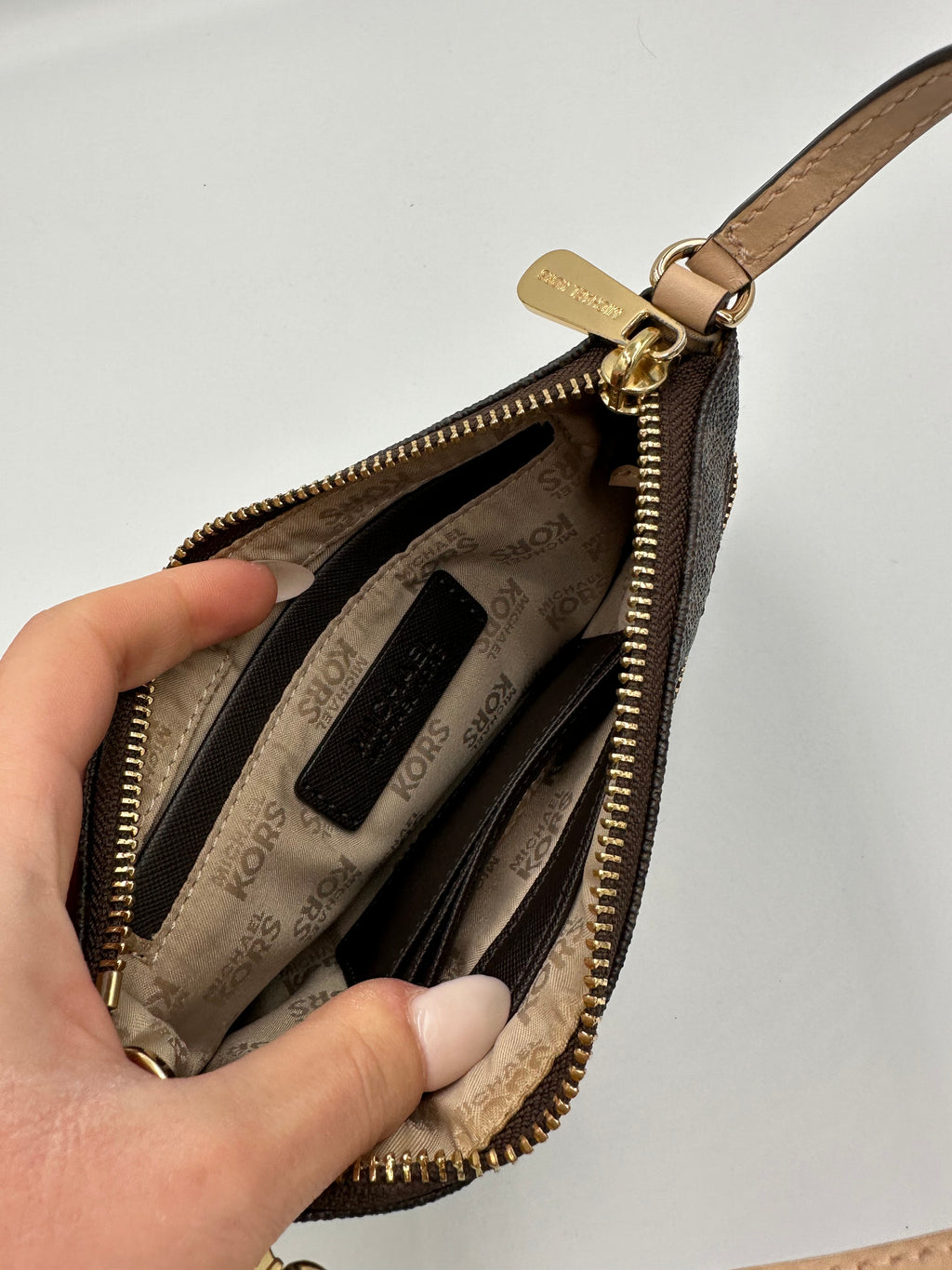 Michael Kors brown monogram shoulder bag