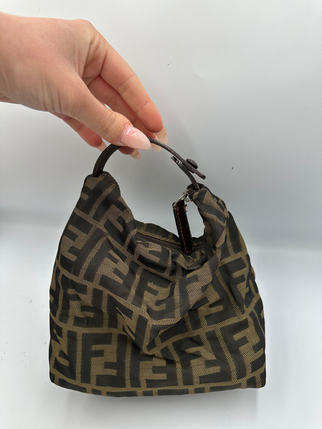Fendi zucca hobo baguette mini handbag