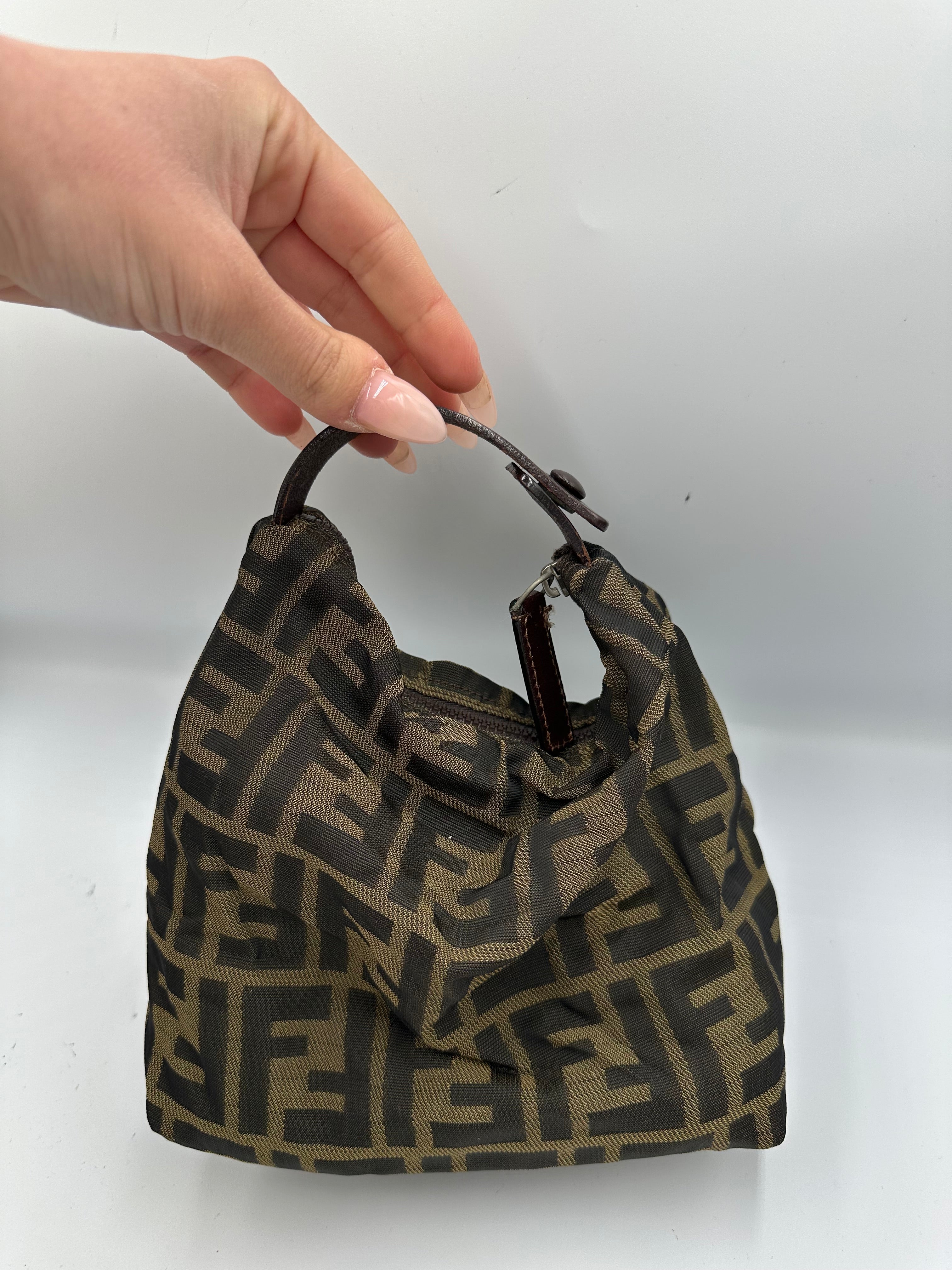 Fendi zucca hobo baguette mini handbag