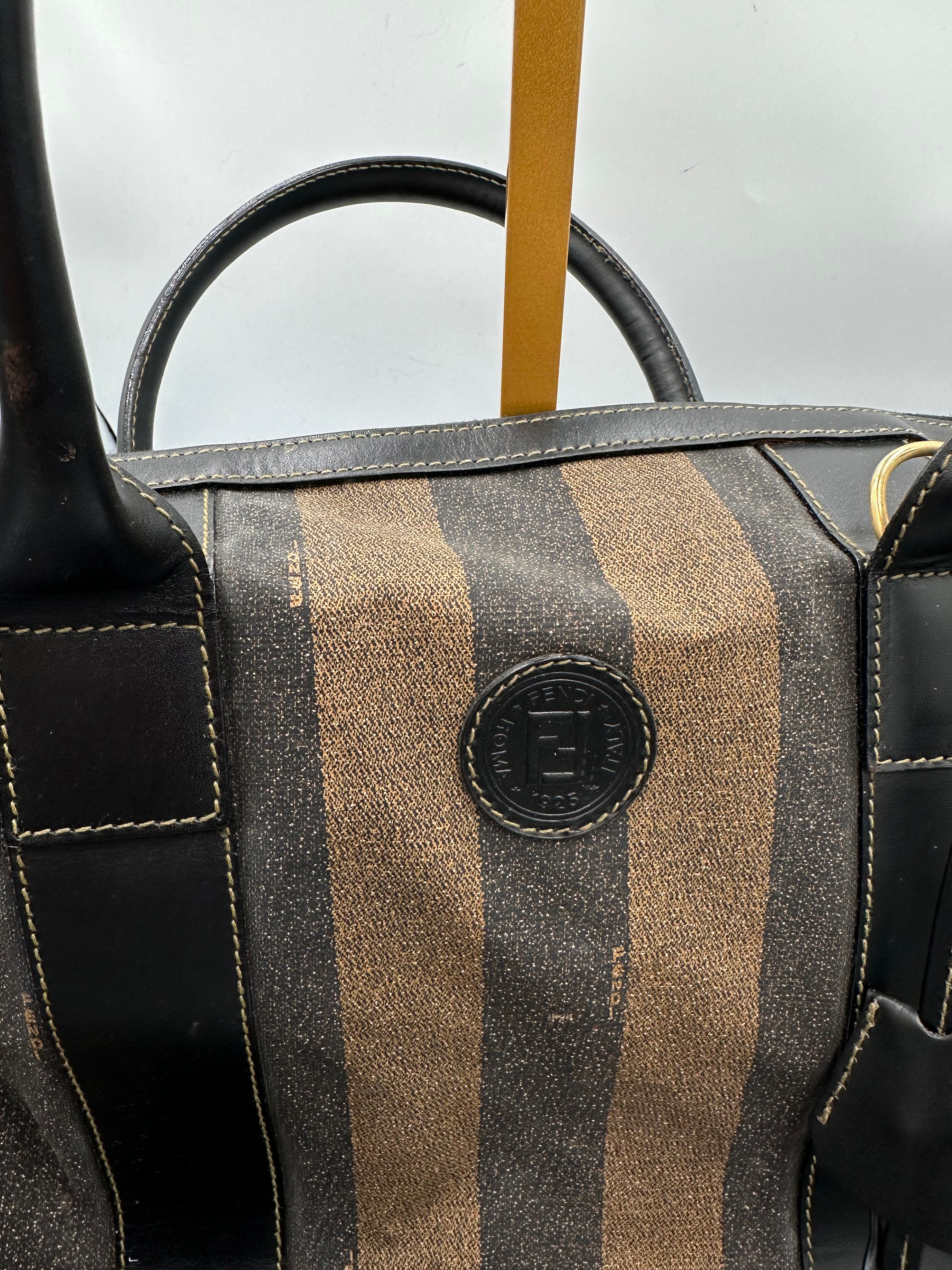 Fendi brown Pequin Stripe Keepall Weekend Duffel bag