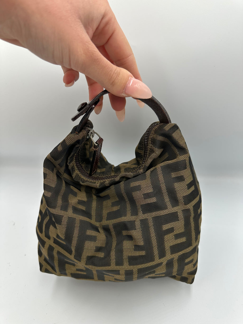 Fendi zucca hobo baguette mini handbag
