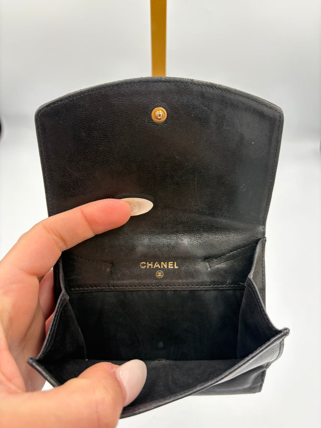 Chanel Timeless black lambskin leather bifold quilted Wallet
