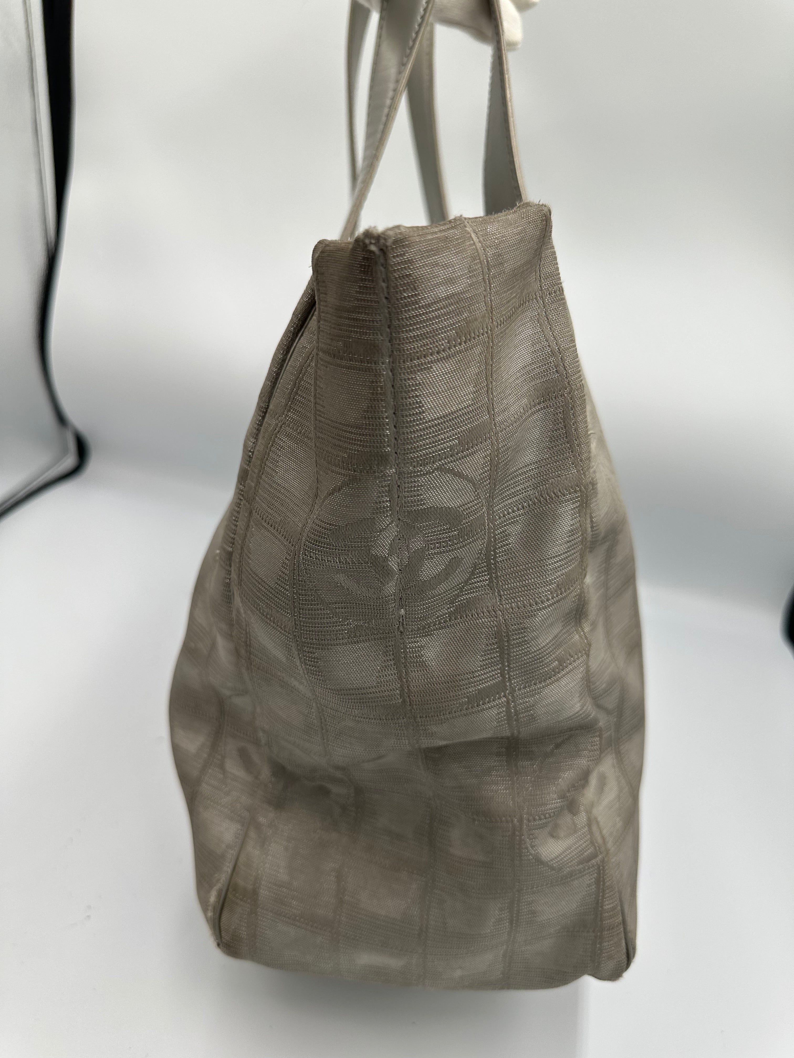 Chanel 2004 Travel Line Silver CC monogram tote bag