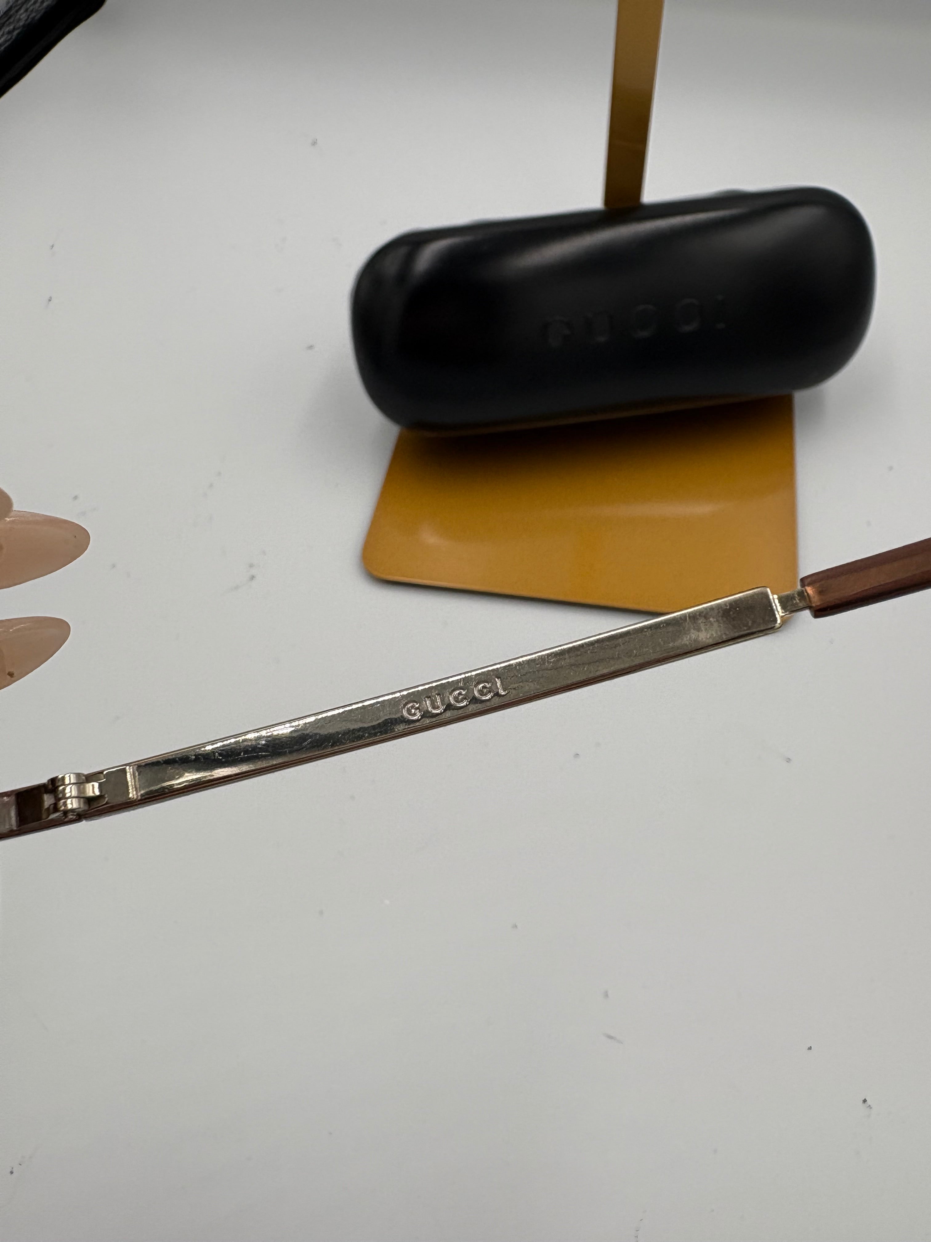 Gucci Rimless brown rectangular sunglasses