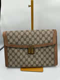 1970s Gucci brown GG leather monogram portfolio clutch bag