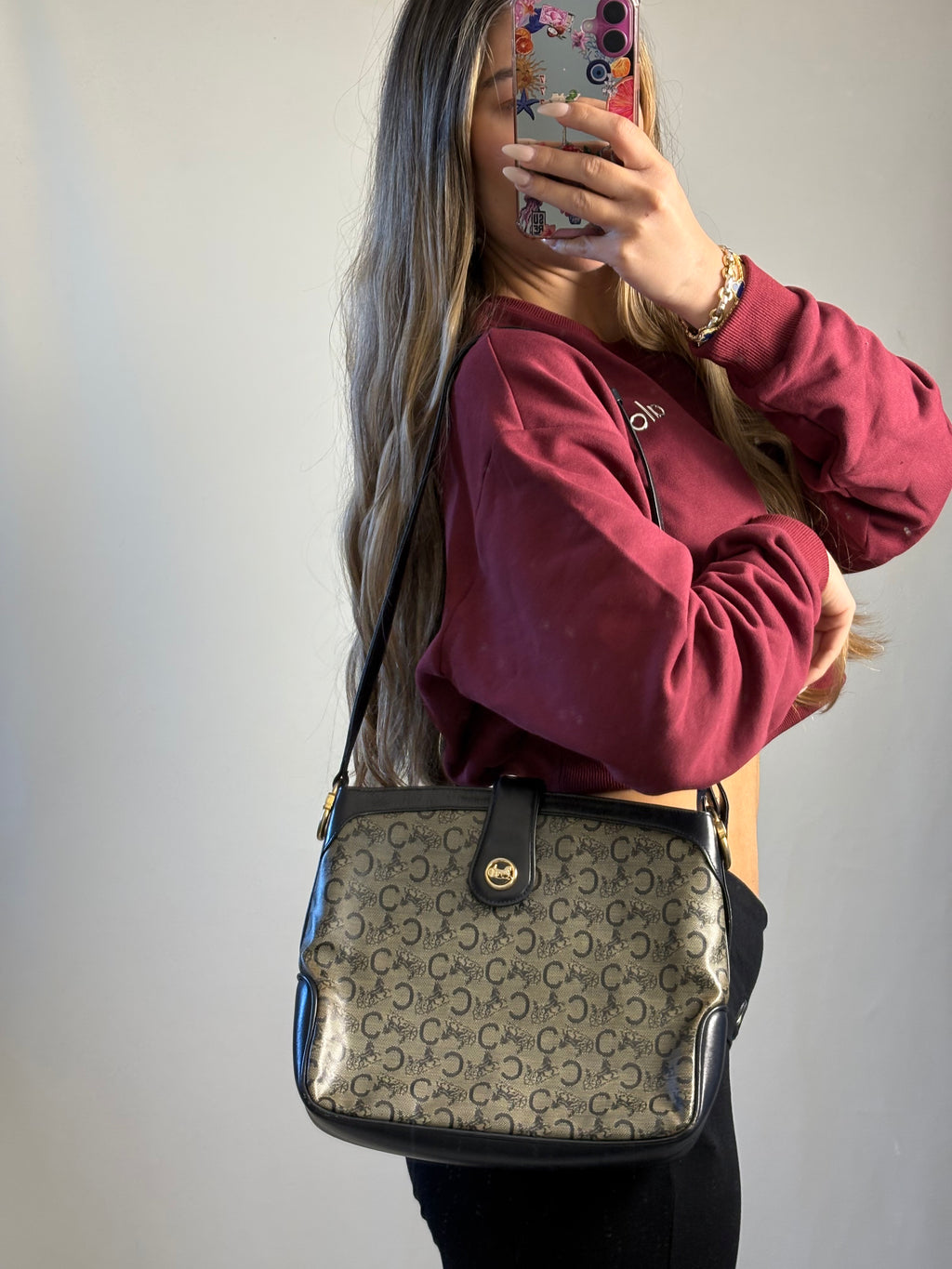Celine Sulky black monogram shoulder/ crossbody bag