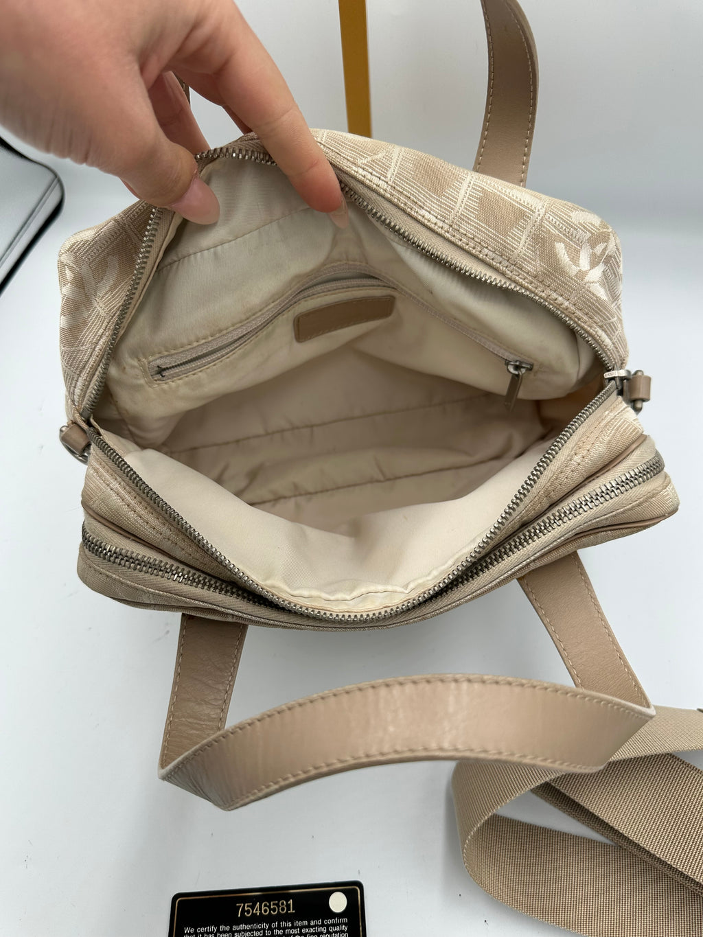 Chanel 2004 Travel Line beige handbag