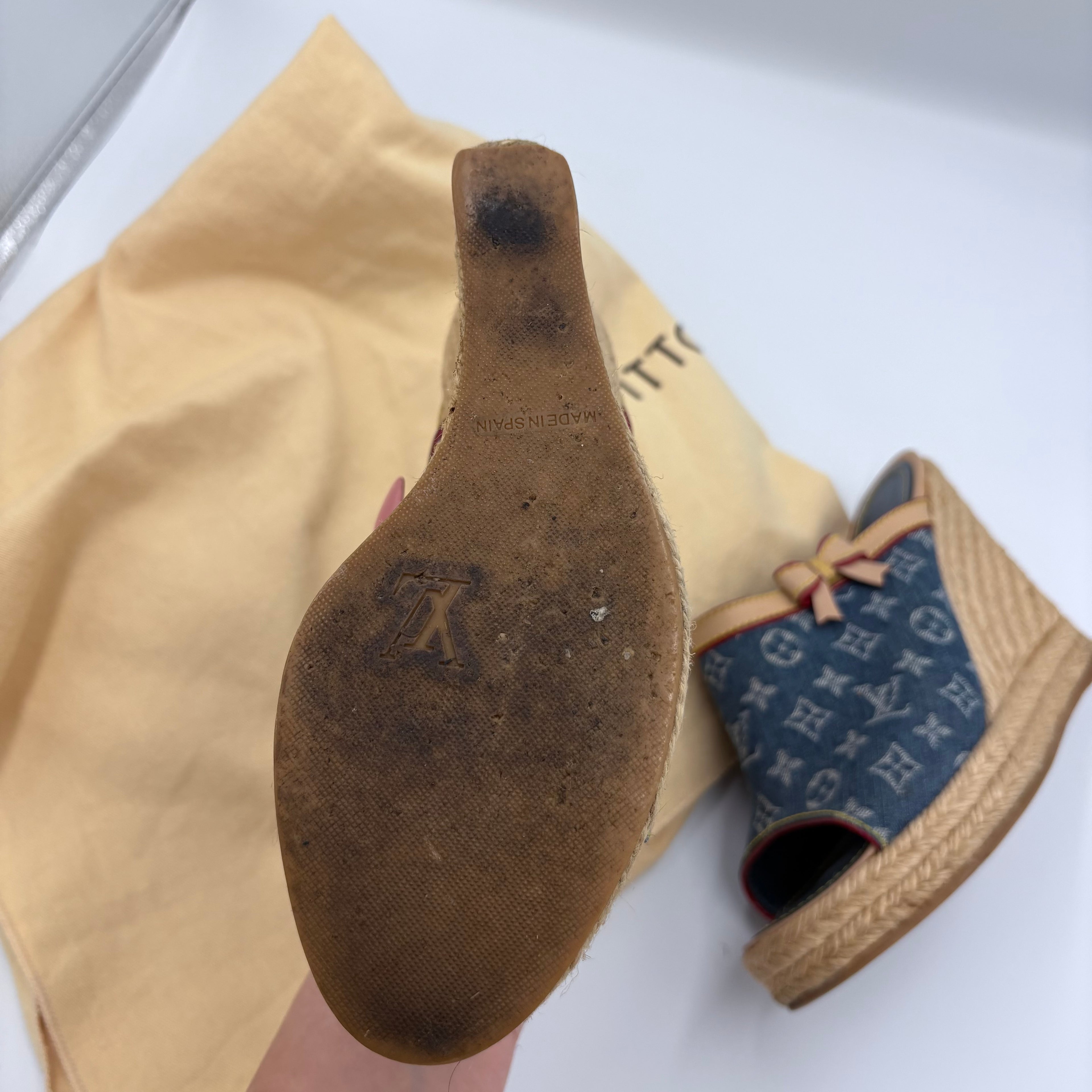 Louis Vuitton denim wedges