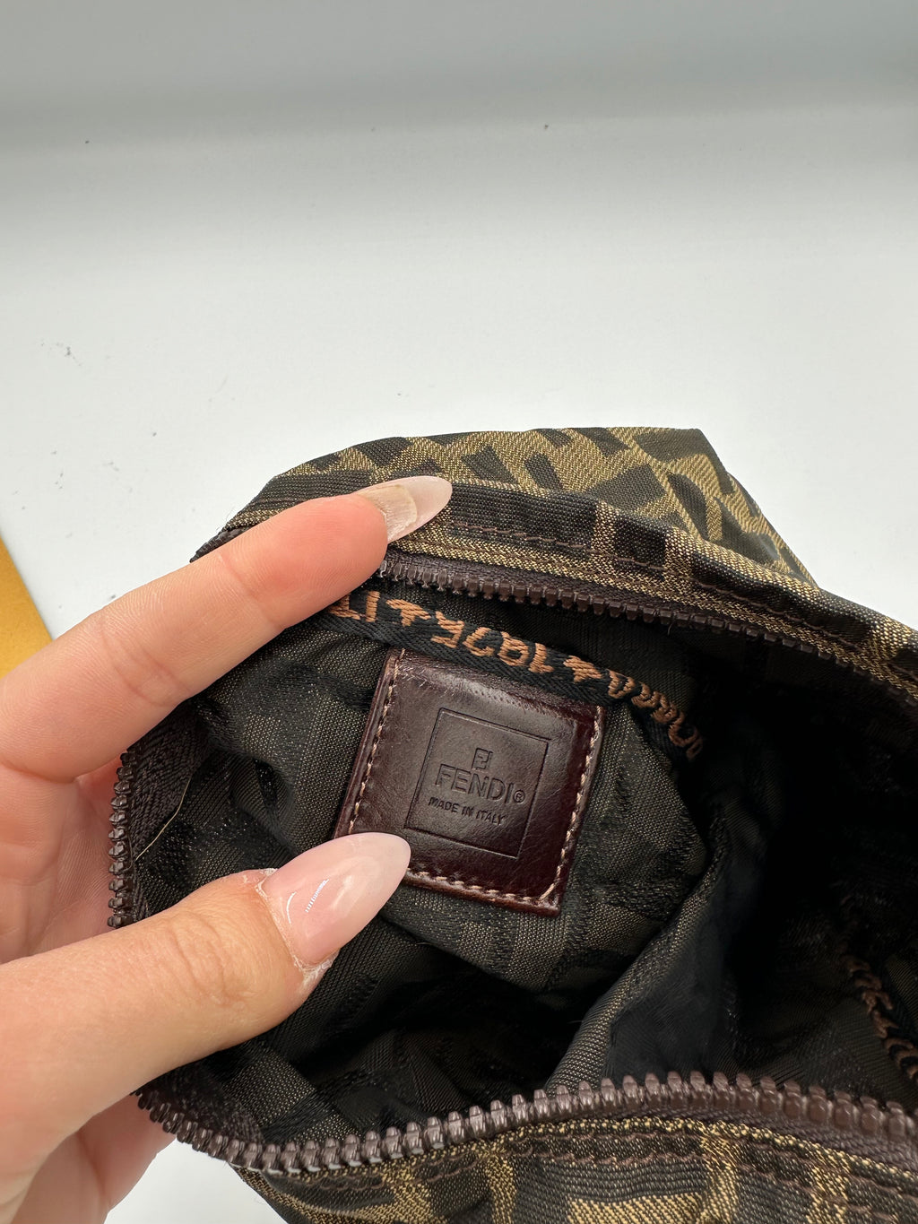 Fendi zucca hobo baguette mini handbag