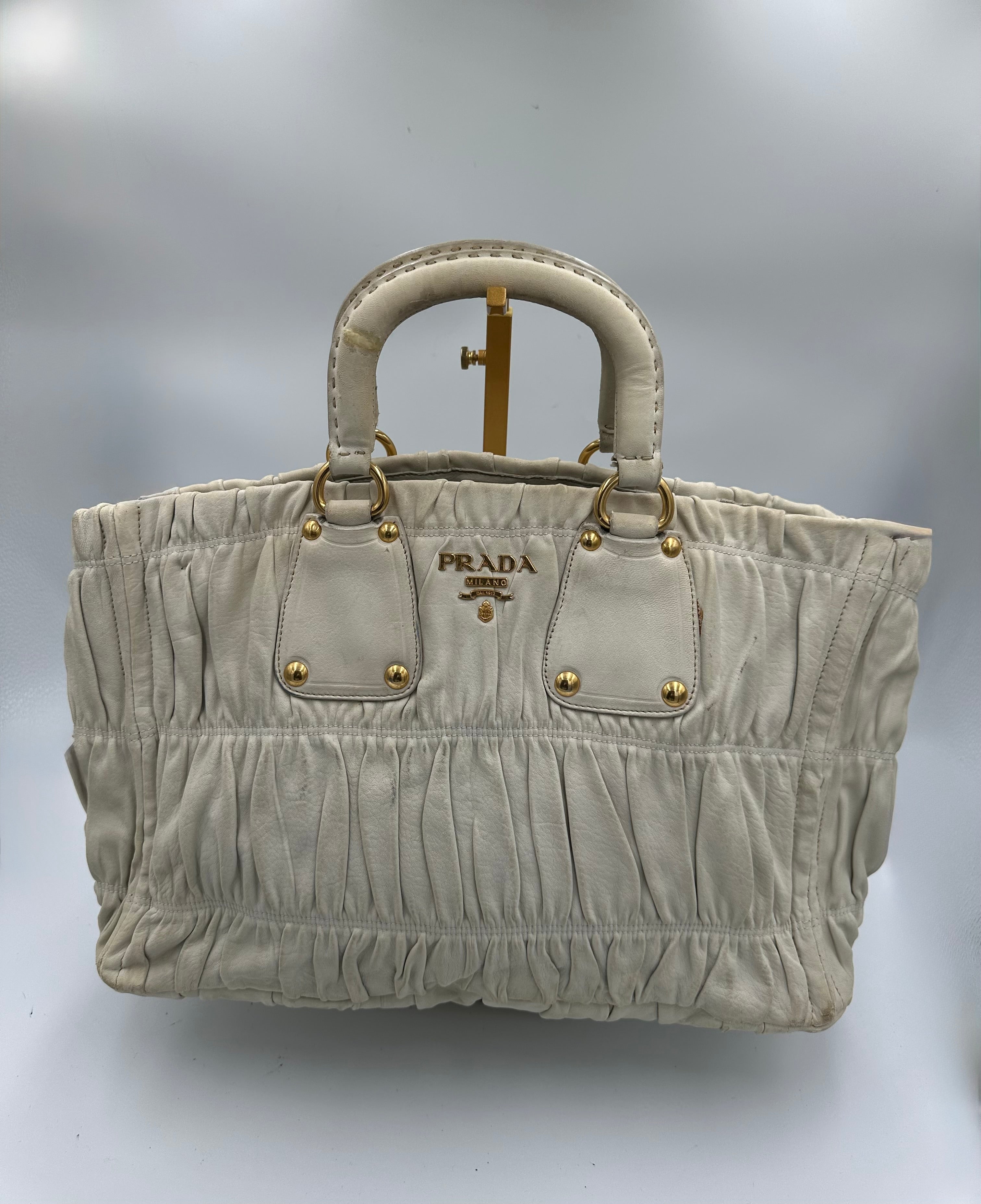 Rare Prada Gaufre gathered leather bag