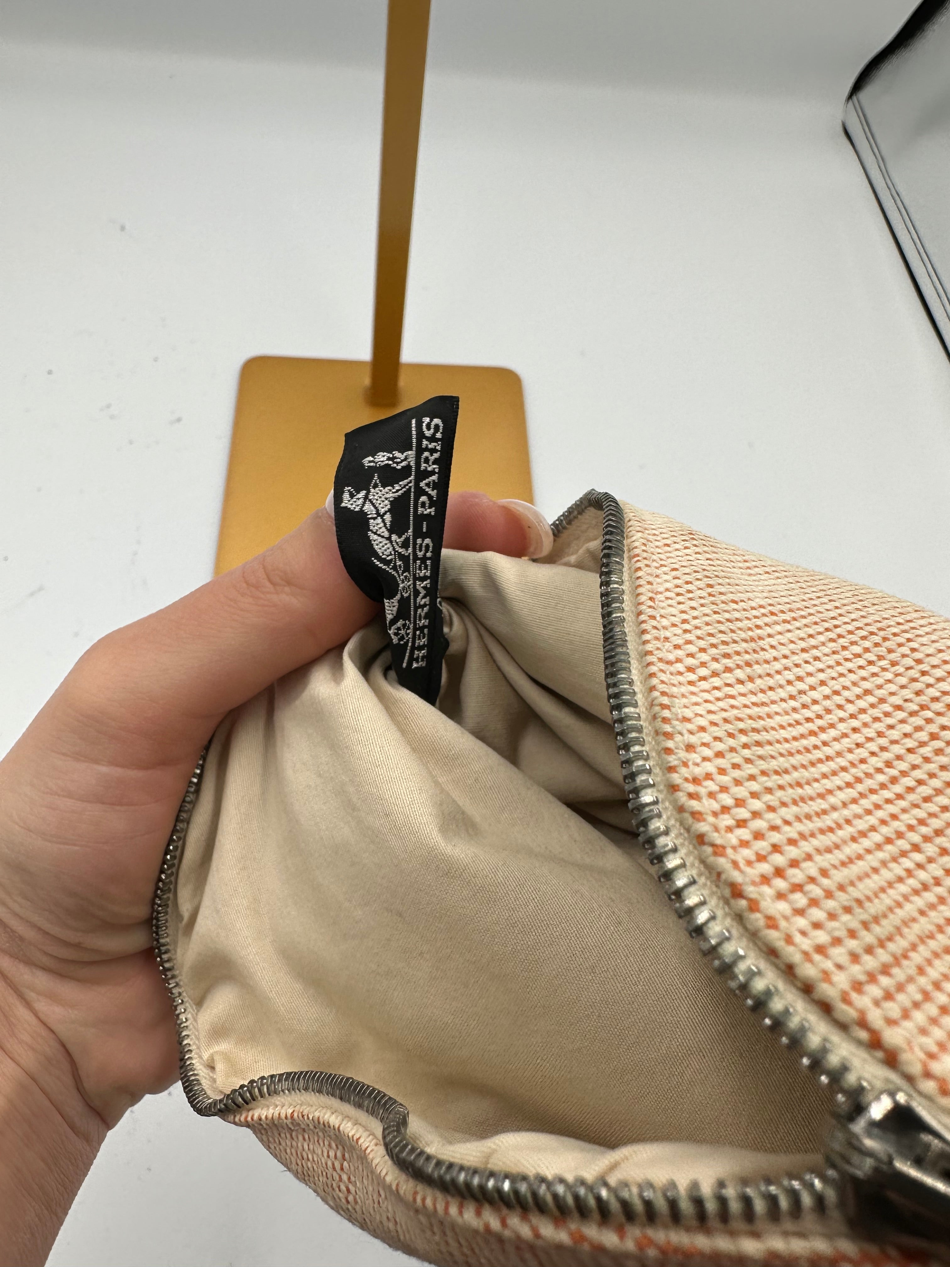 Hermes Canvas Mini Bolide Travel pouch.