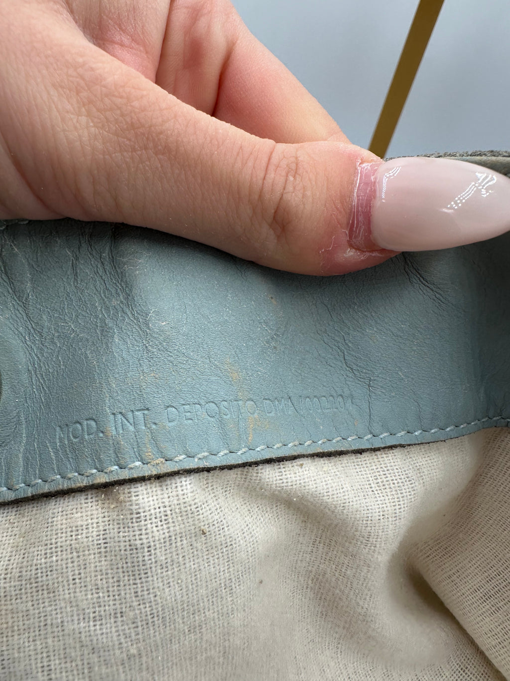 Rare Gucci Bamboo baby blue suede top handle shoulder bag
