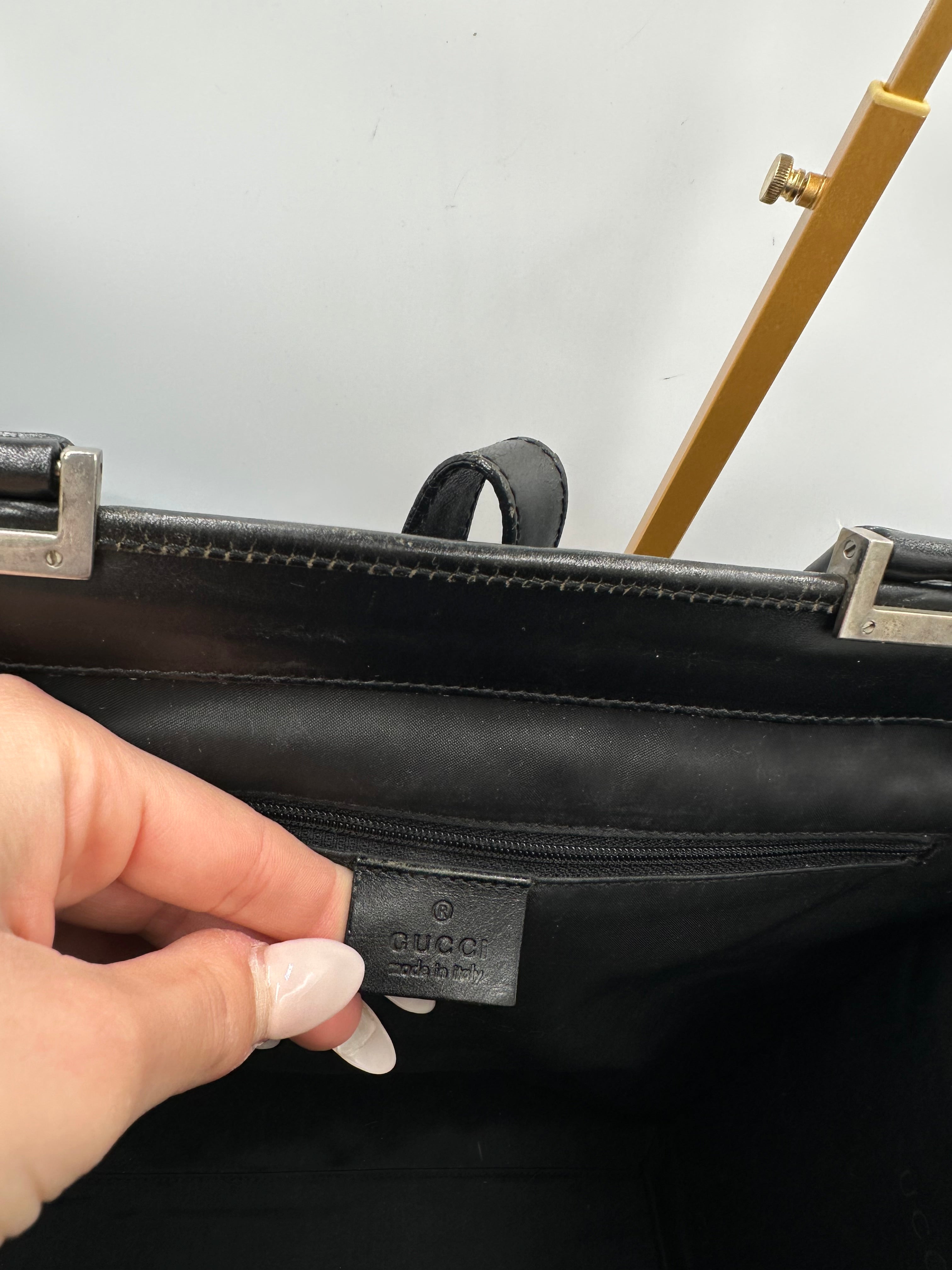 1990s Gucci leather black Jackie shoulder tote bag