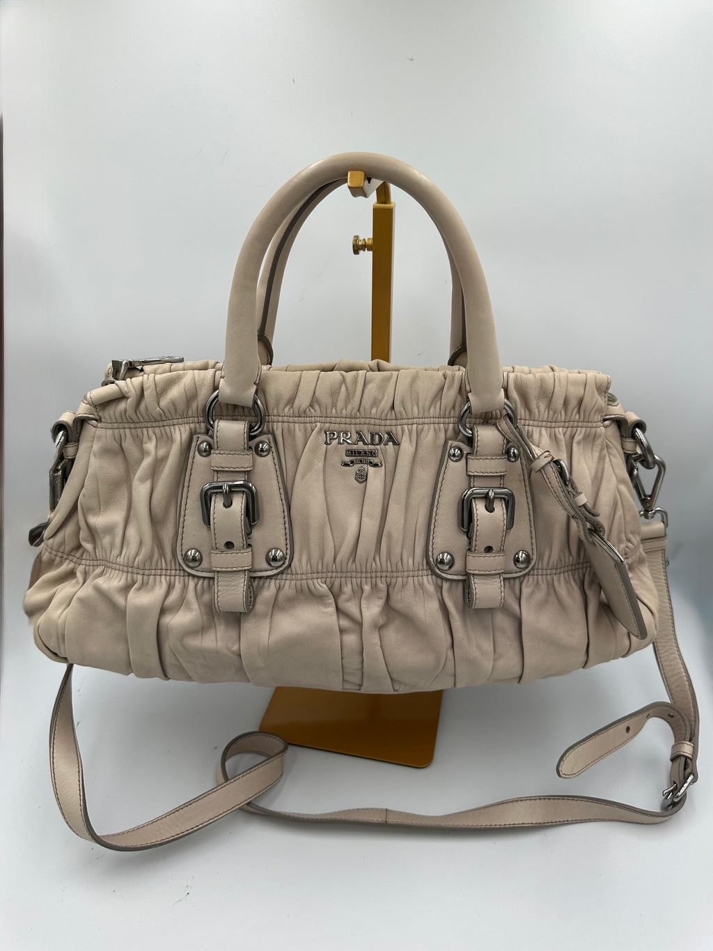 Prada Nappa Gaufre gathered leather bag