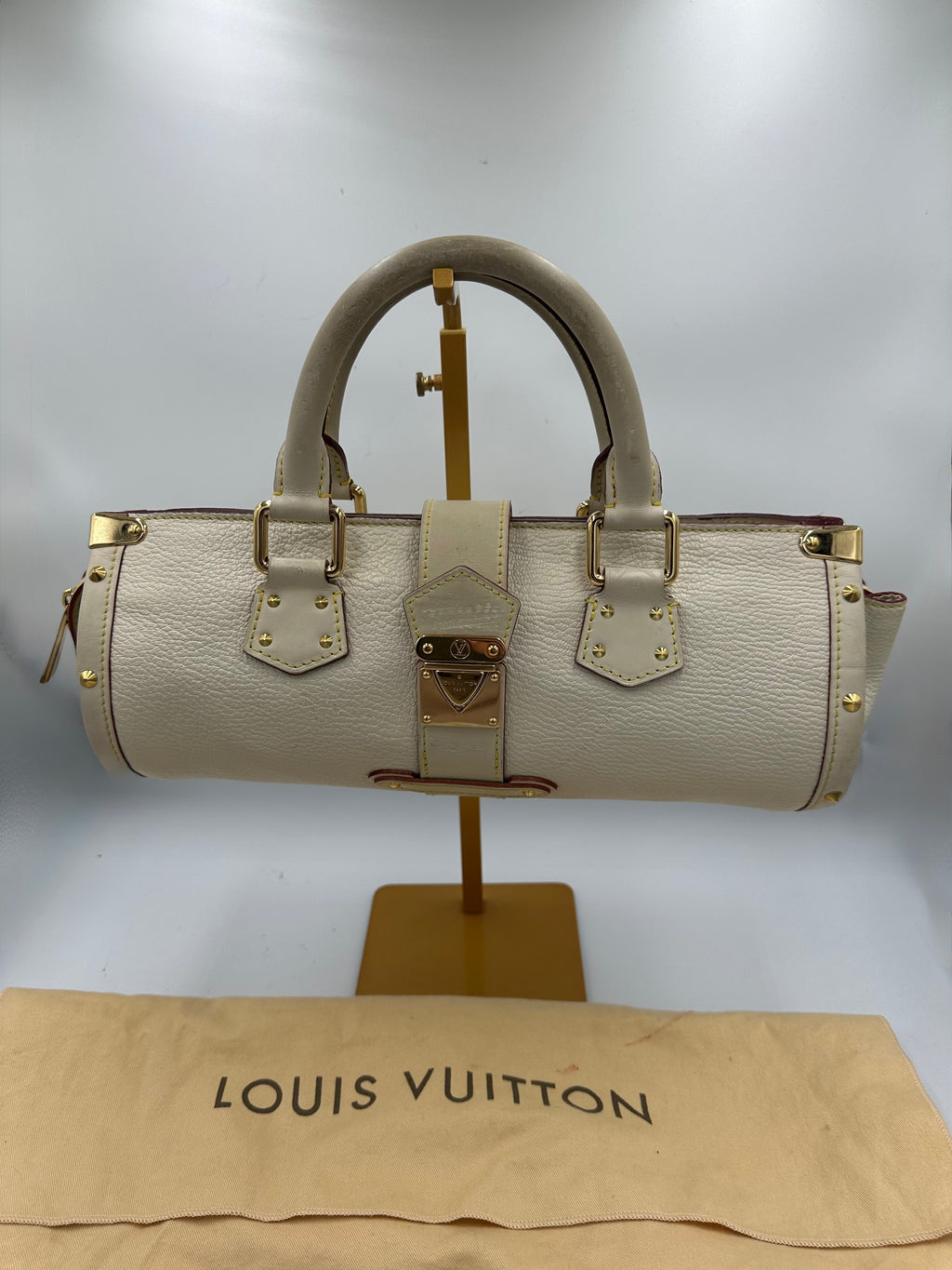 Louis Vuitton L'Epanoui PM handbag crafted from white Suhali goat leather