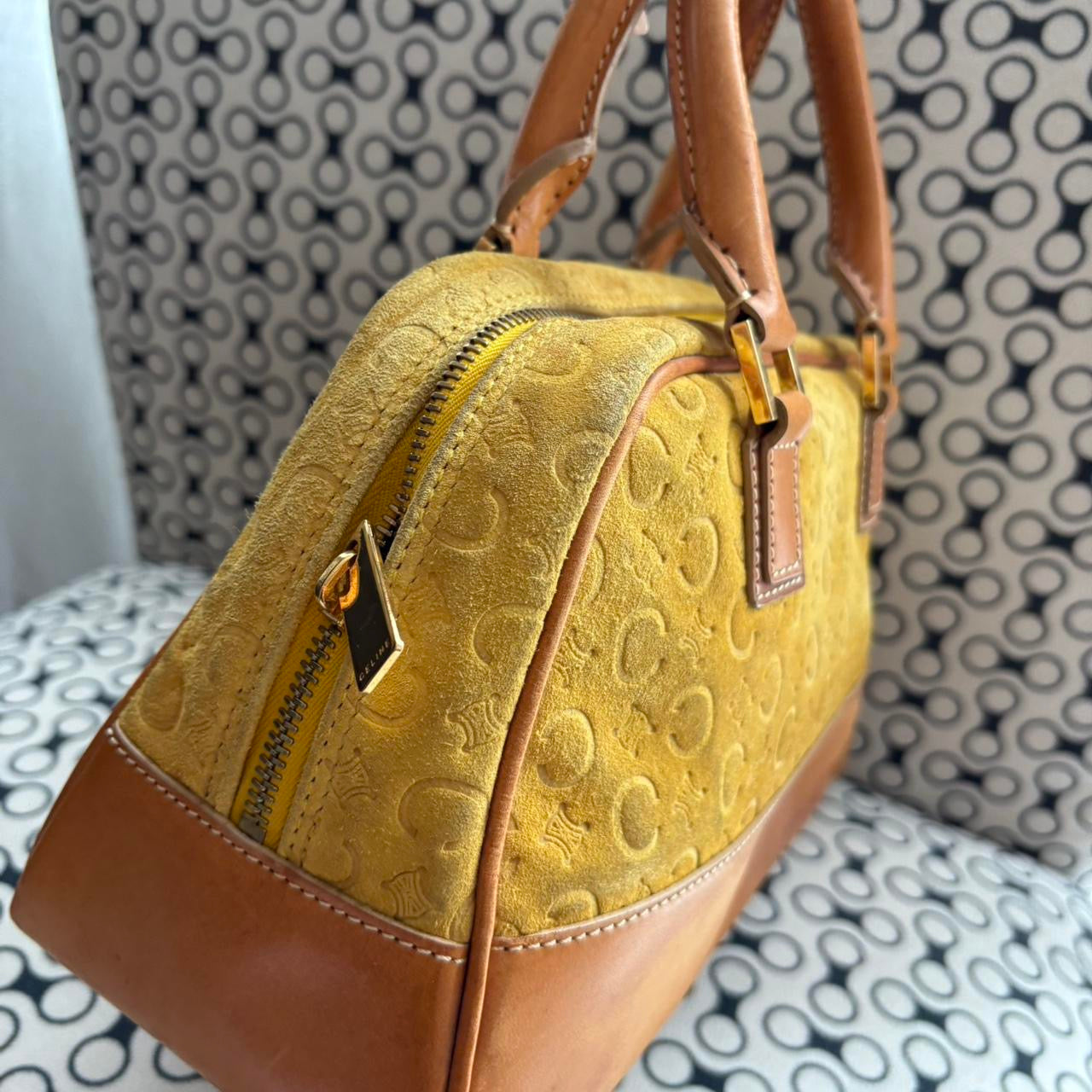 Celine 2000s Macadam suede leather handbag