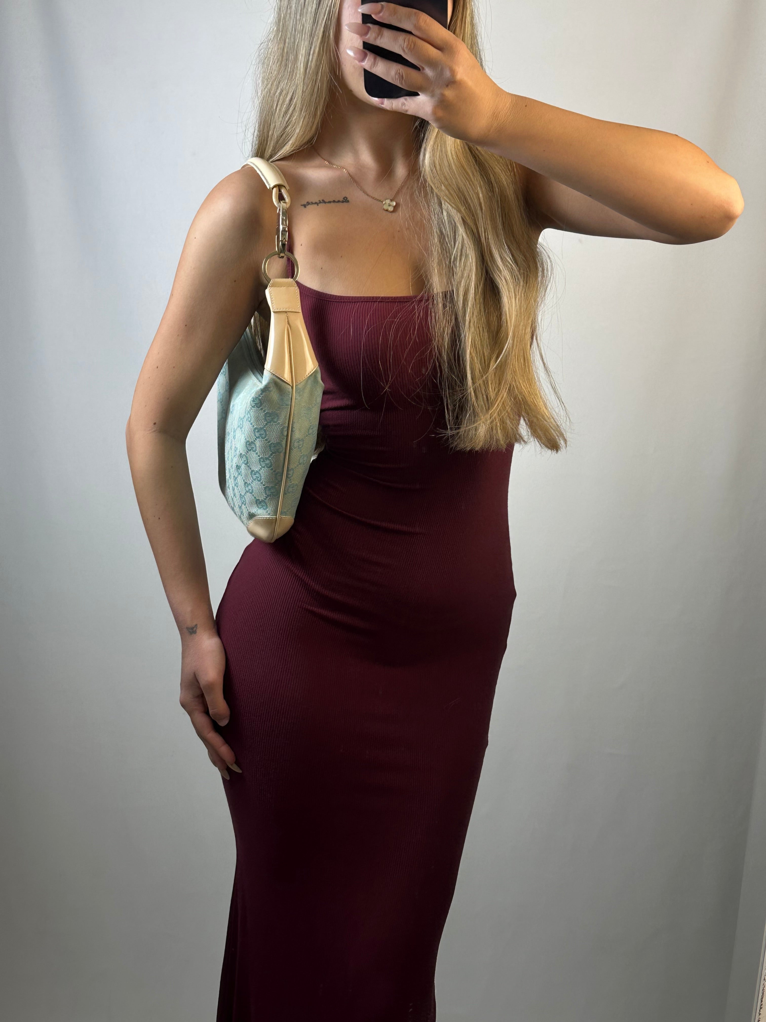 Gucci GG canvas and patent leather hobo shoulder bag