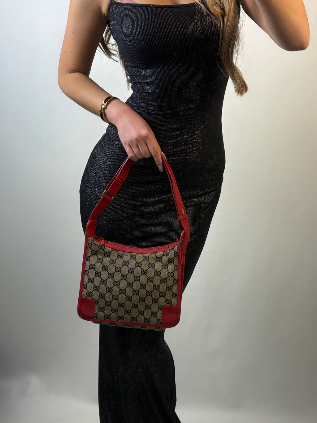 Vintage Gucci GG supreme monogram cherry red shoulder bag