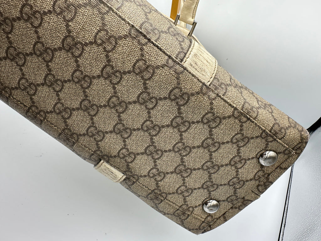 Vintage Gucci GG Supreme Joy Tote Bag in leather