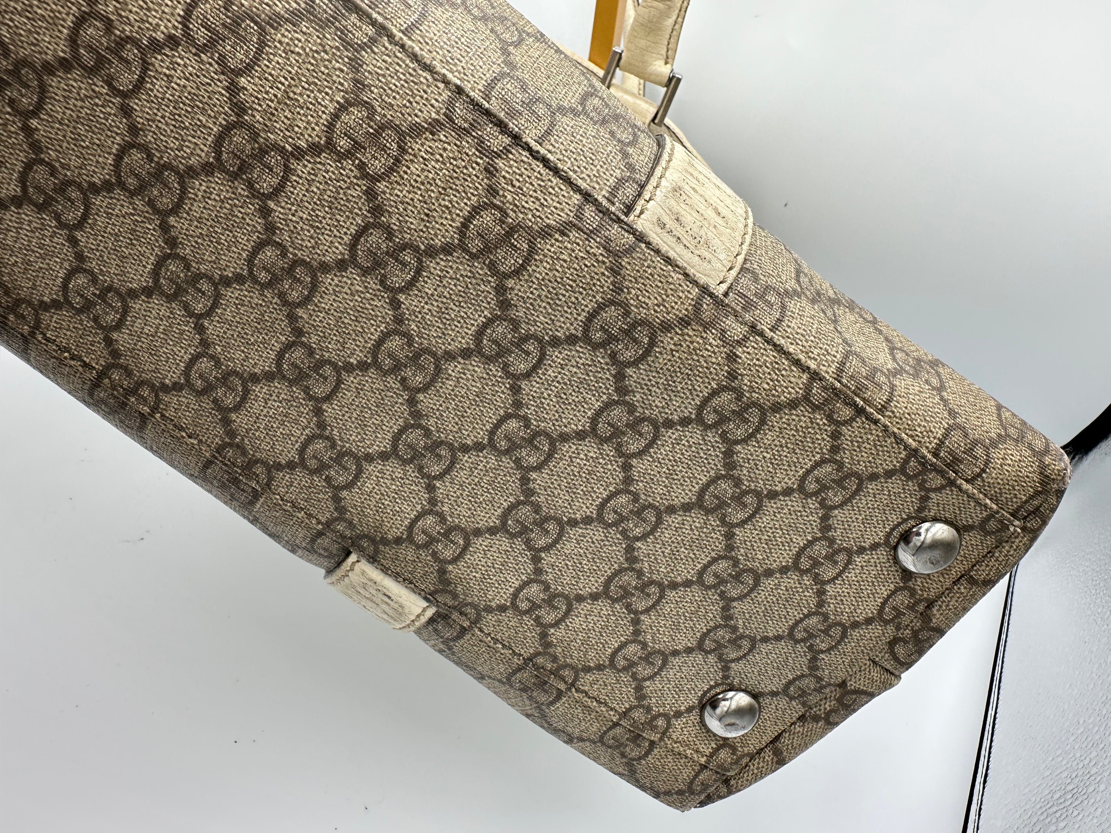 Vintage Gucci GG Supreme Joy Tote Bag in leather