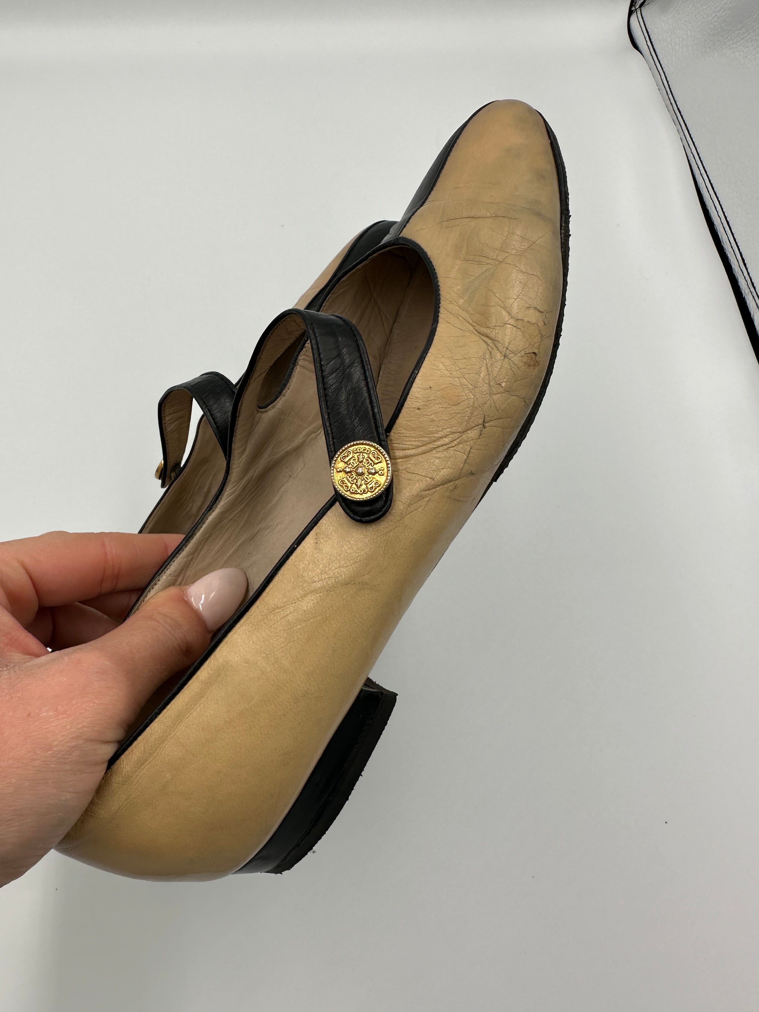 Chanel Two Tone Vintage Mary Jane pumps