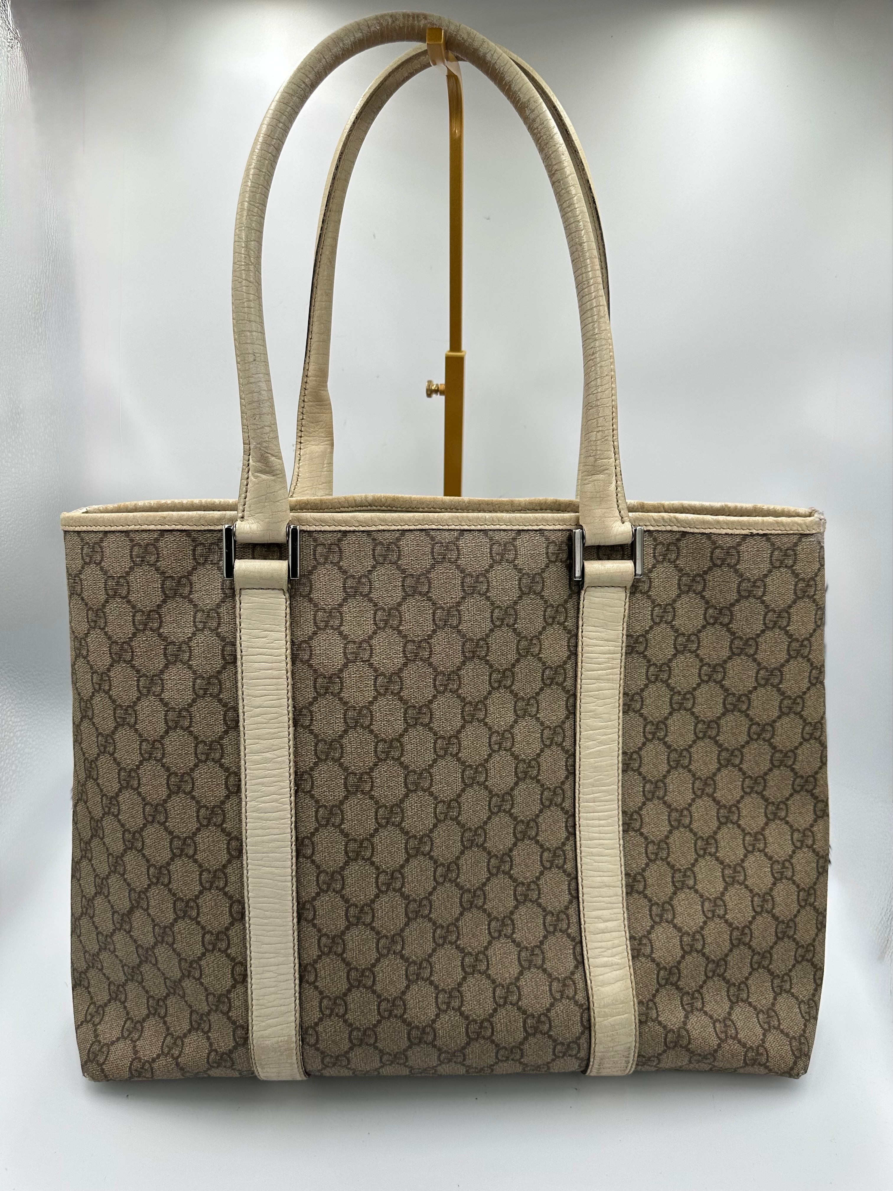 Vintage Gucci GG Supreme Joy Tote Bag in leather
