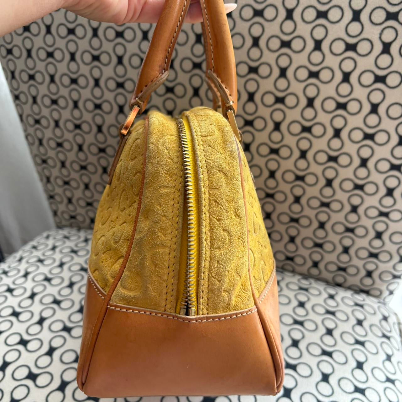 Celine 2000s Macadam suede leather handbag