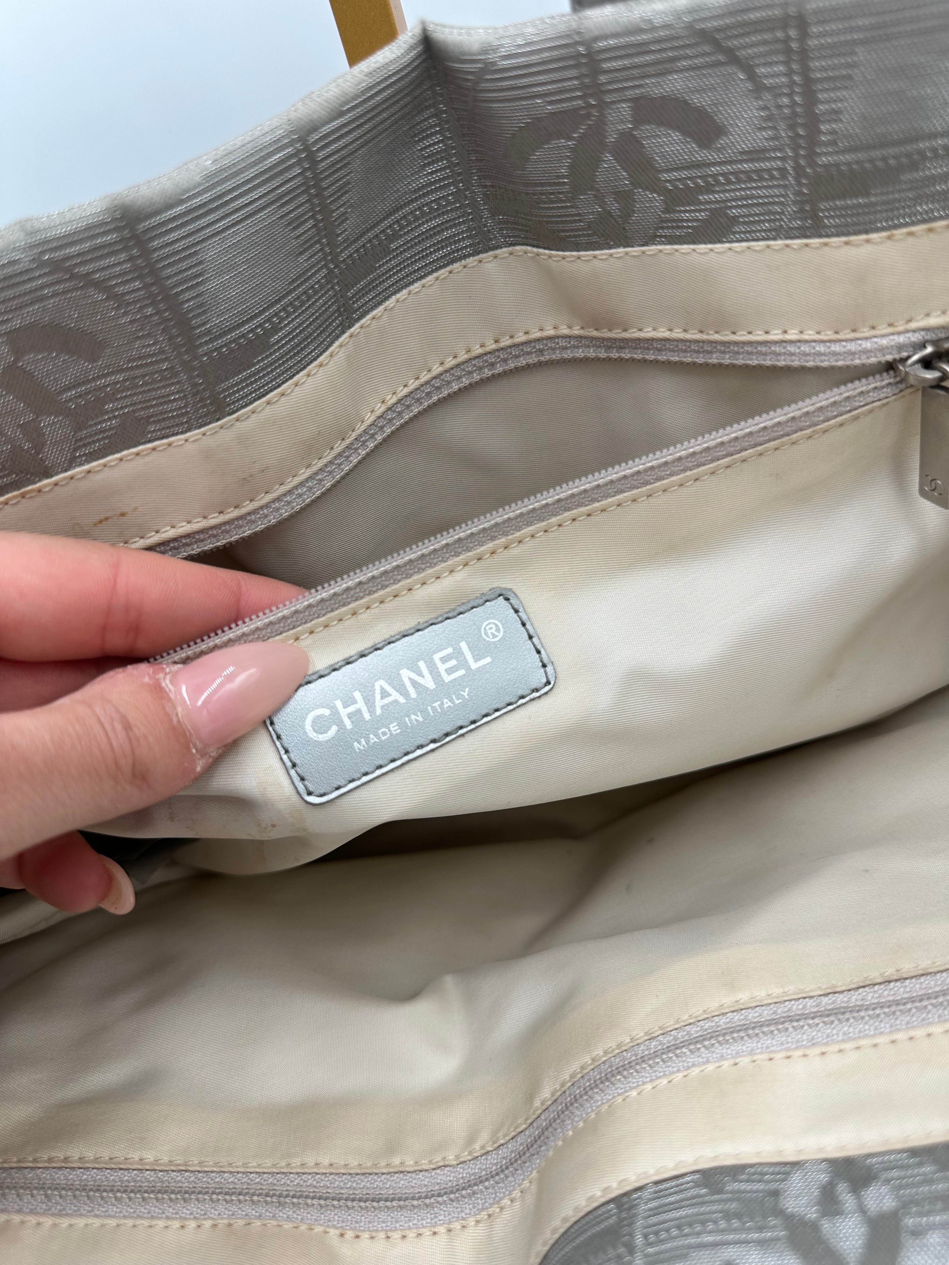 Vintage 2004 Chanel Travel Line silver shoulder bag