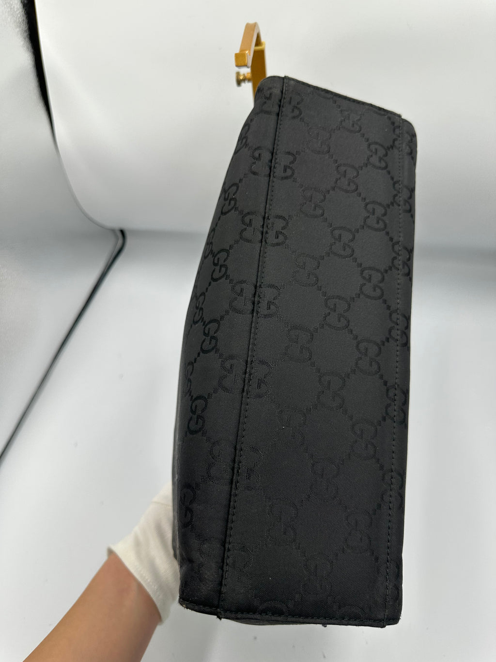 Gucci Tom Ford black monogram GG bamboo handbag