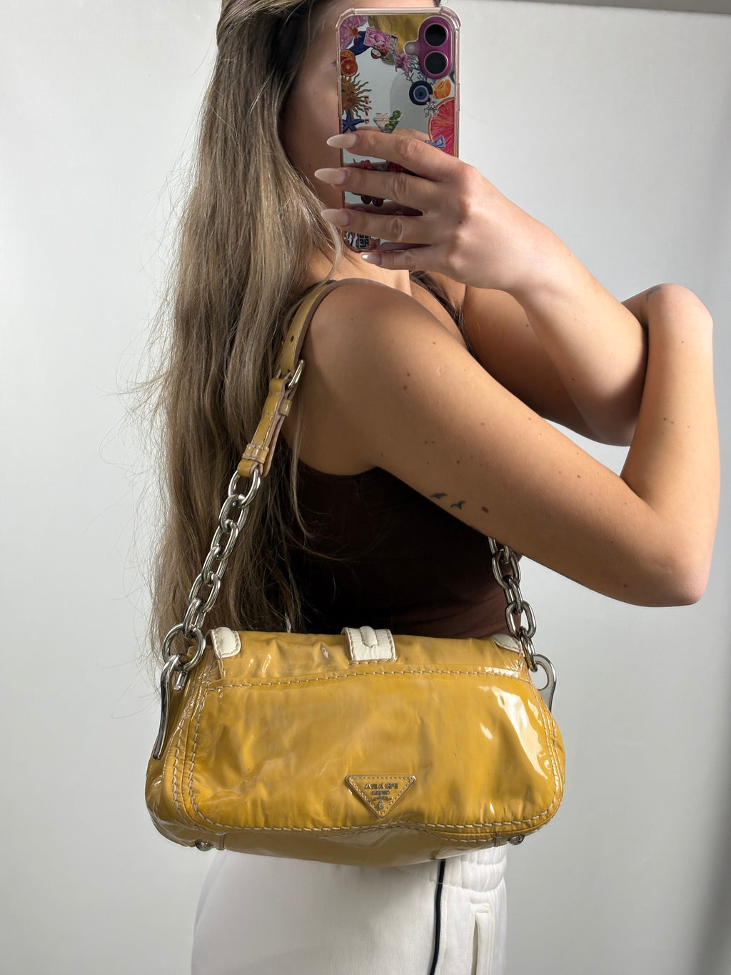 Prada 2010 Pattina Sottospalla Patent Leather shoulder Bag