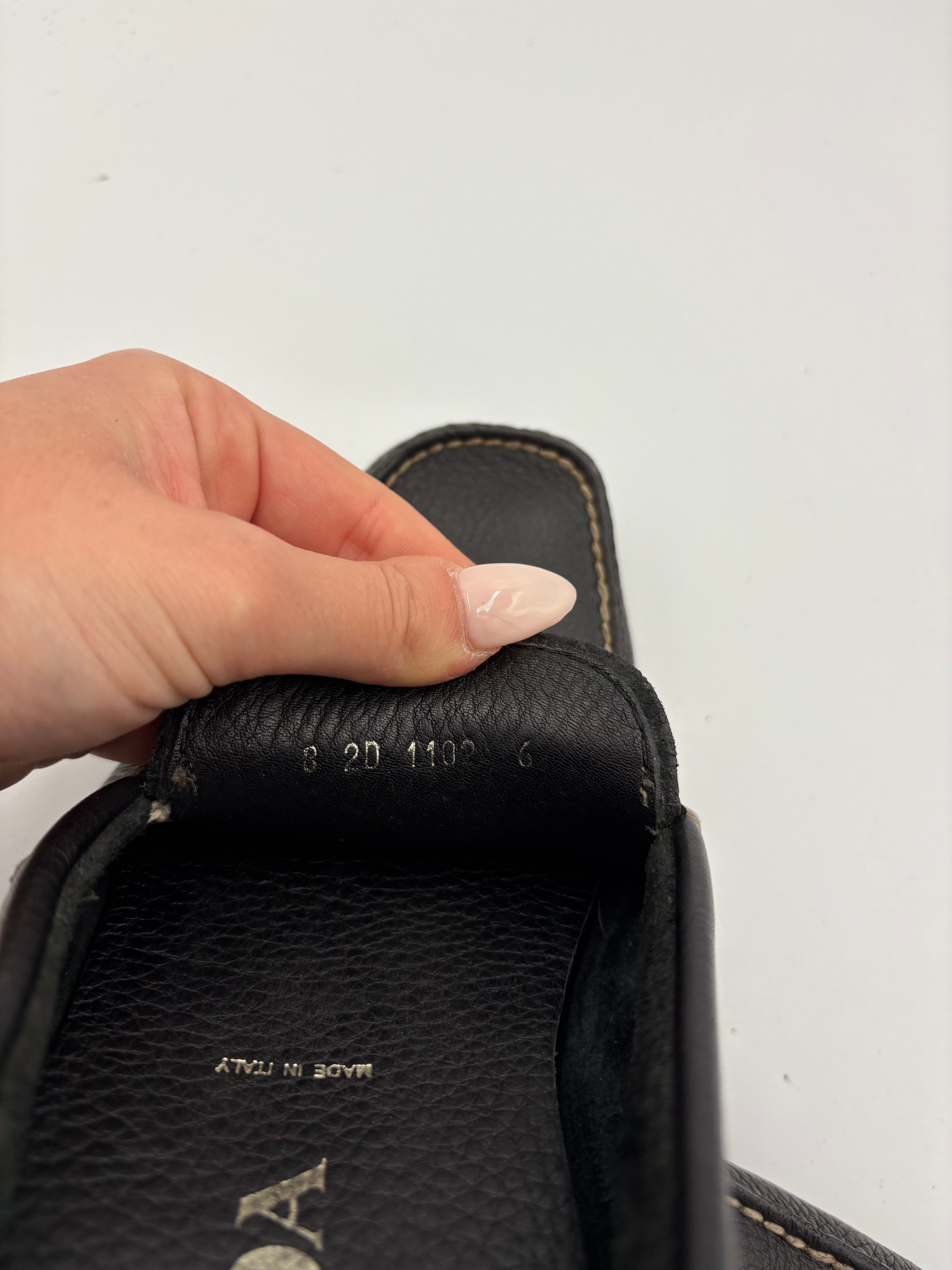 Prada leather contrast stitch loafers