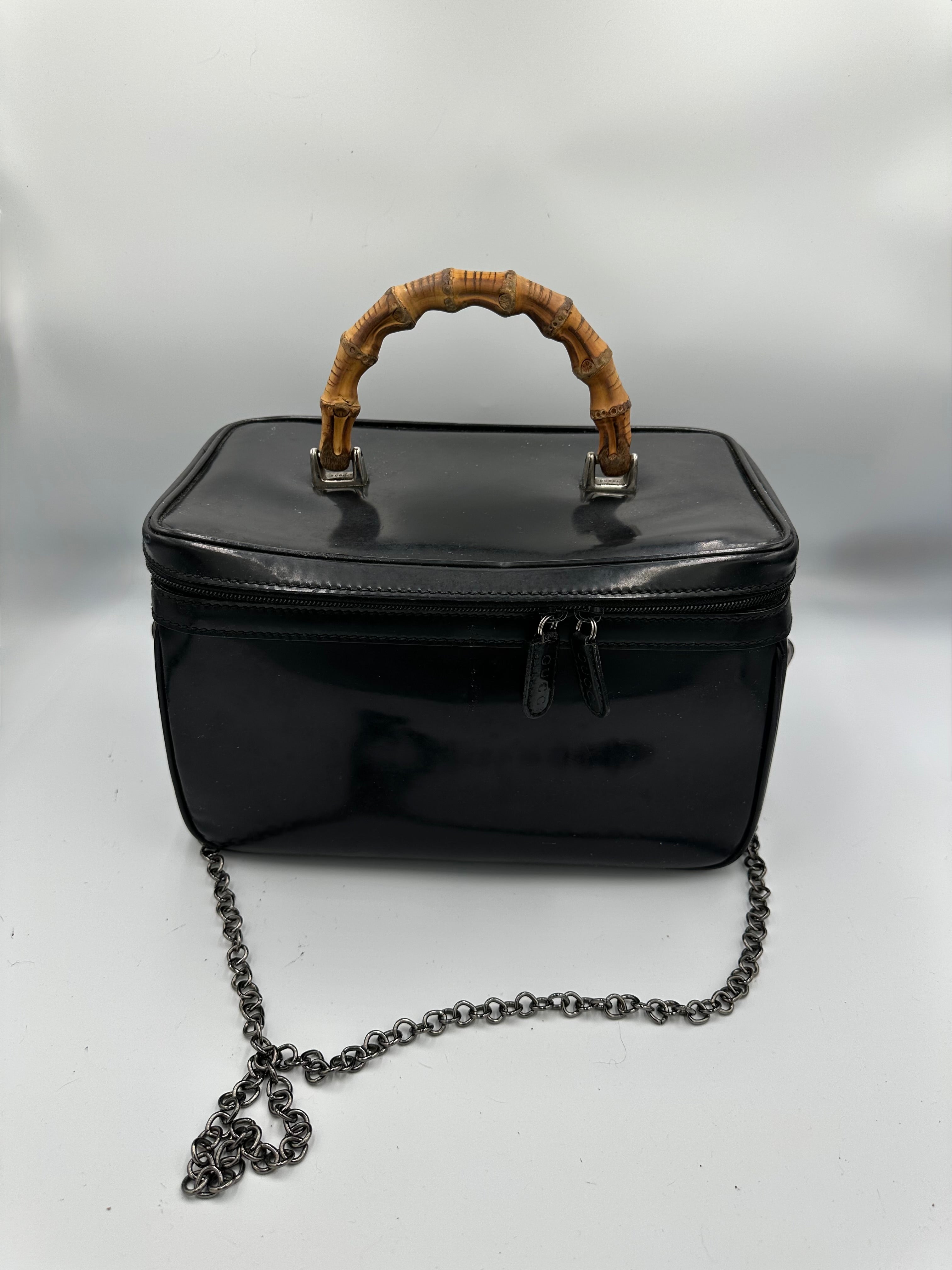 Vintage Gucci Bamboo leather vanity bag