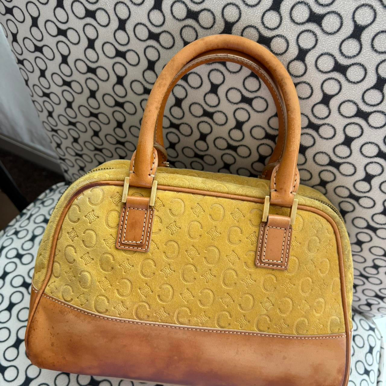 Celine 2000s Macadam suede leather handbag
