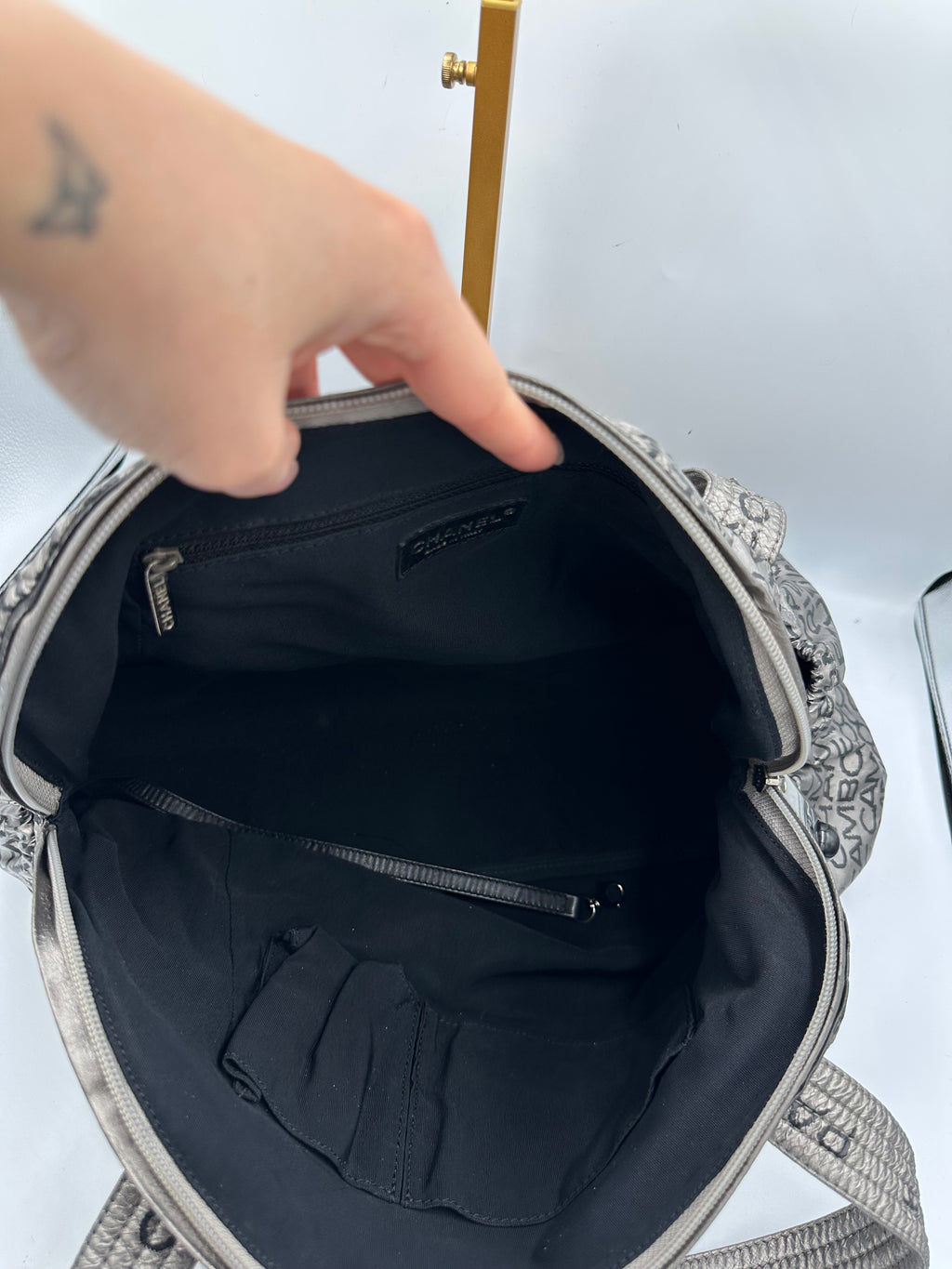 Chanel Unlimited Rue Cambon silver shoulder bag