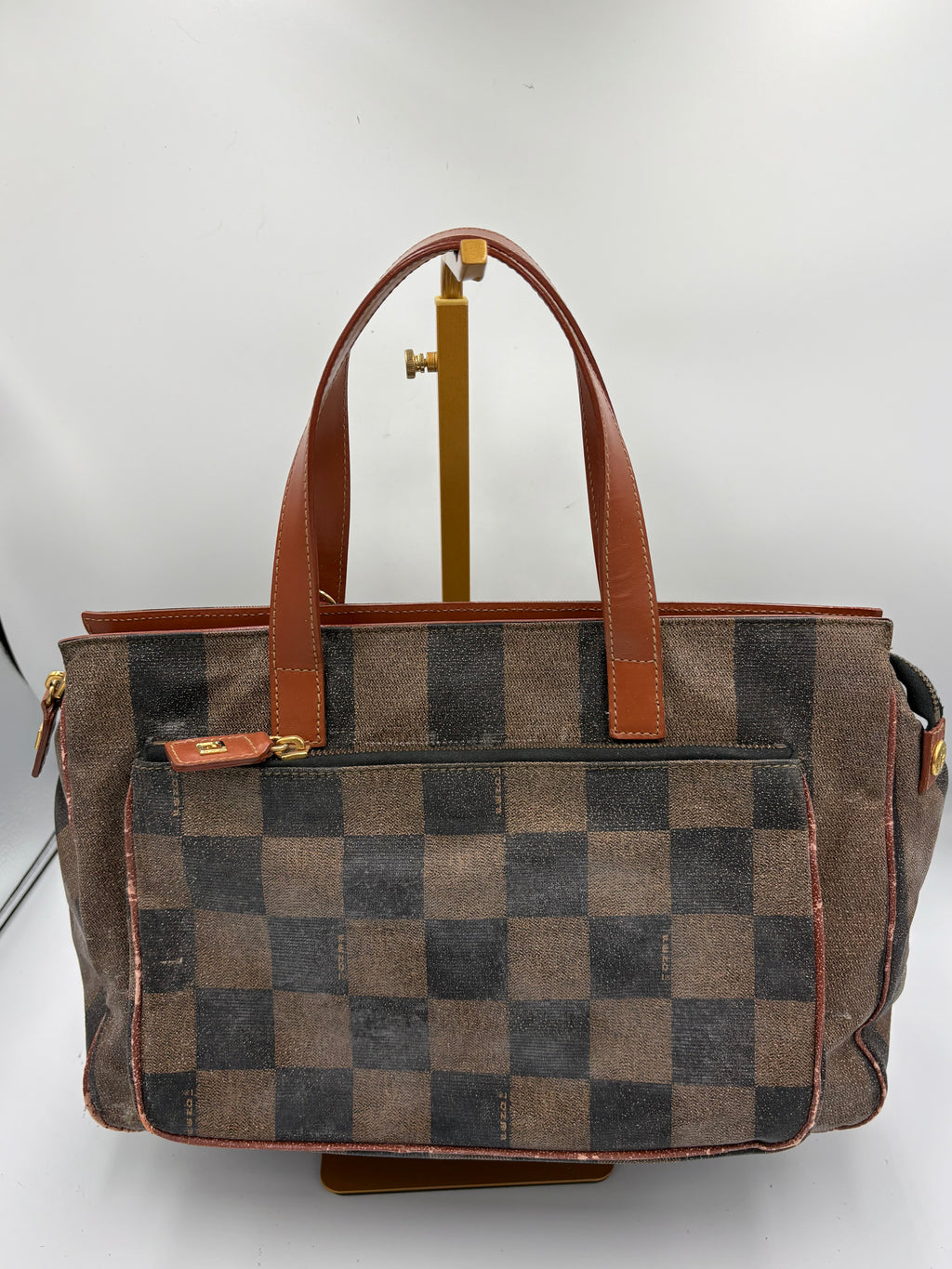 Vintage 1990 Fendi by Karl Lagerfeld Pequin stripe shoulder bag