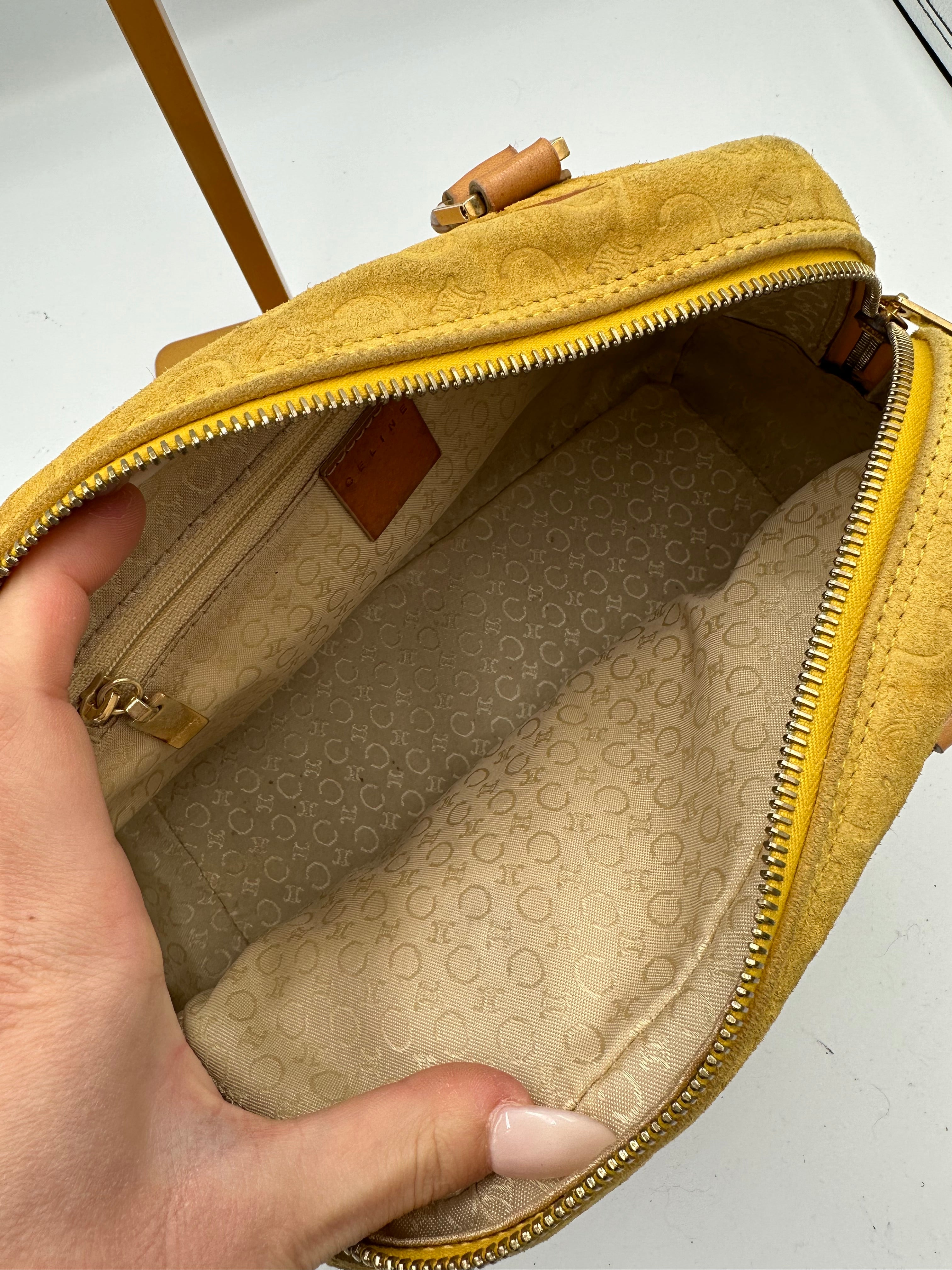 Celine 2000s Macadam suede leather handbag