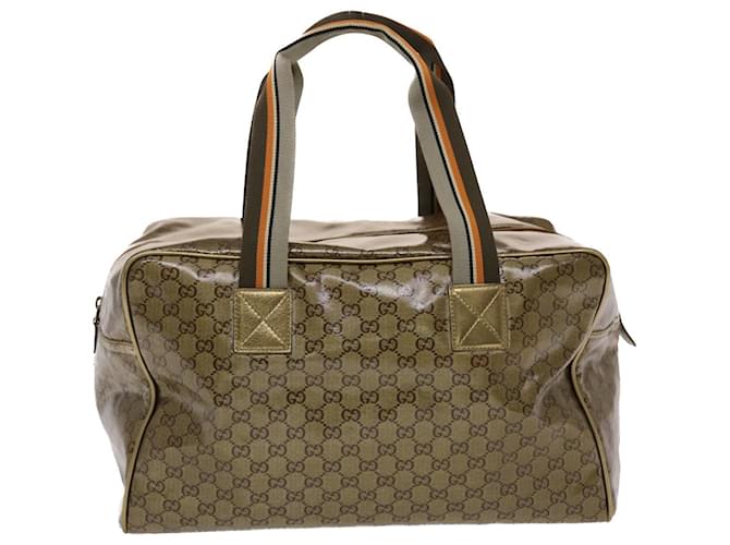 Rare 2000s Gucci bronze PVC metallic GG monogram pattern duffel bag