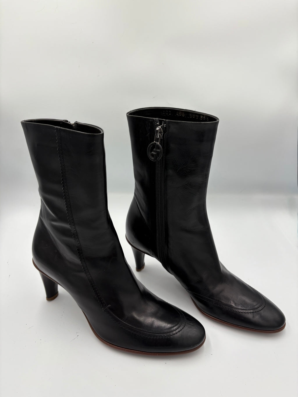 Giorgio Armani leather kitten heel boots UK 3