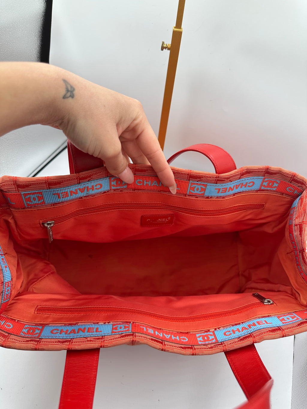 Chanel New Travel Line Tote MM Red Canvas