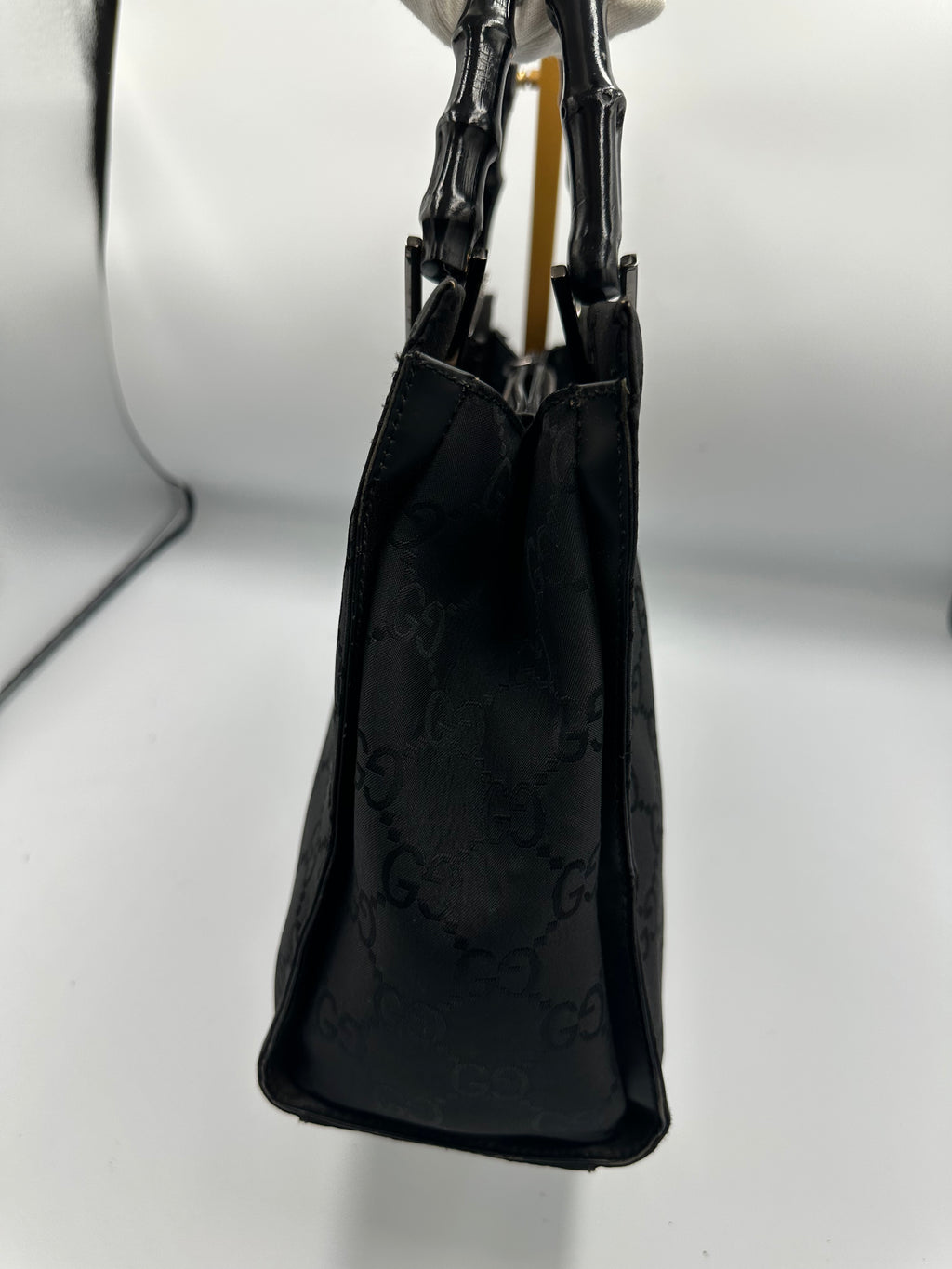 Gucci Tom Ford black monogram GG bamboo handbag
