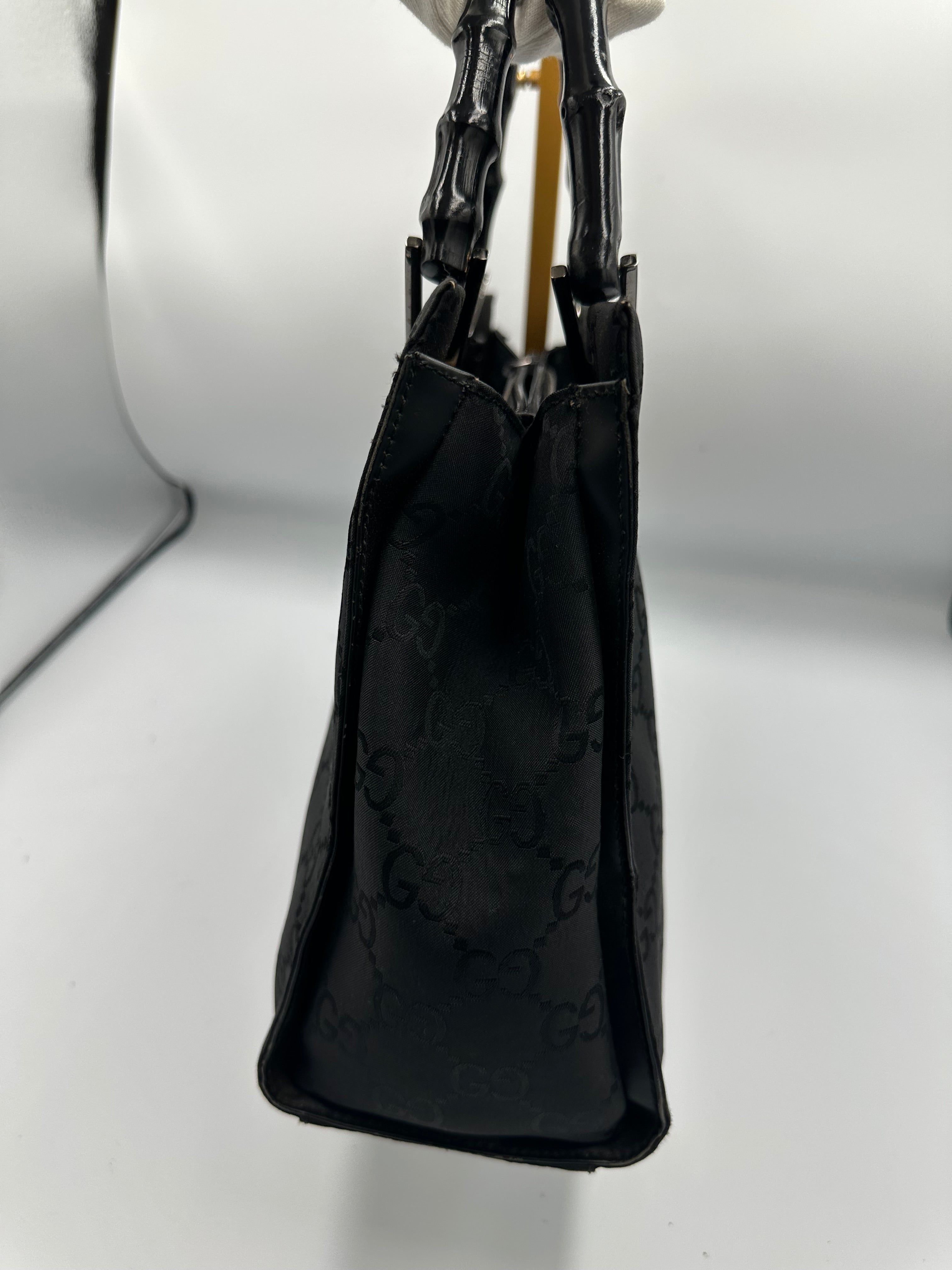 Gucci Tom Ford black monogram GG bamboo handbag