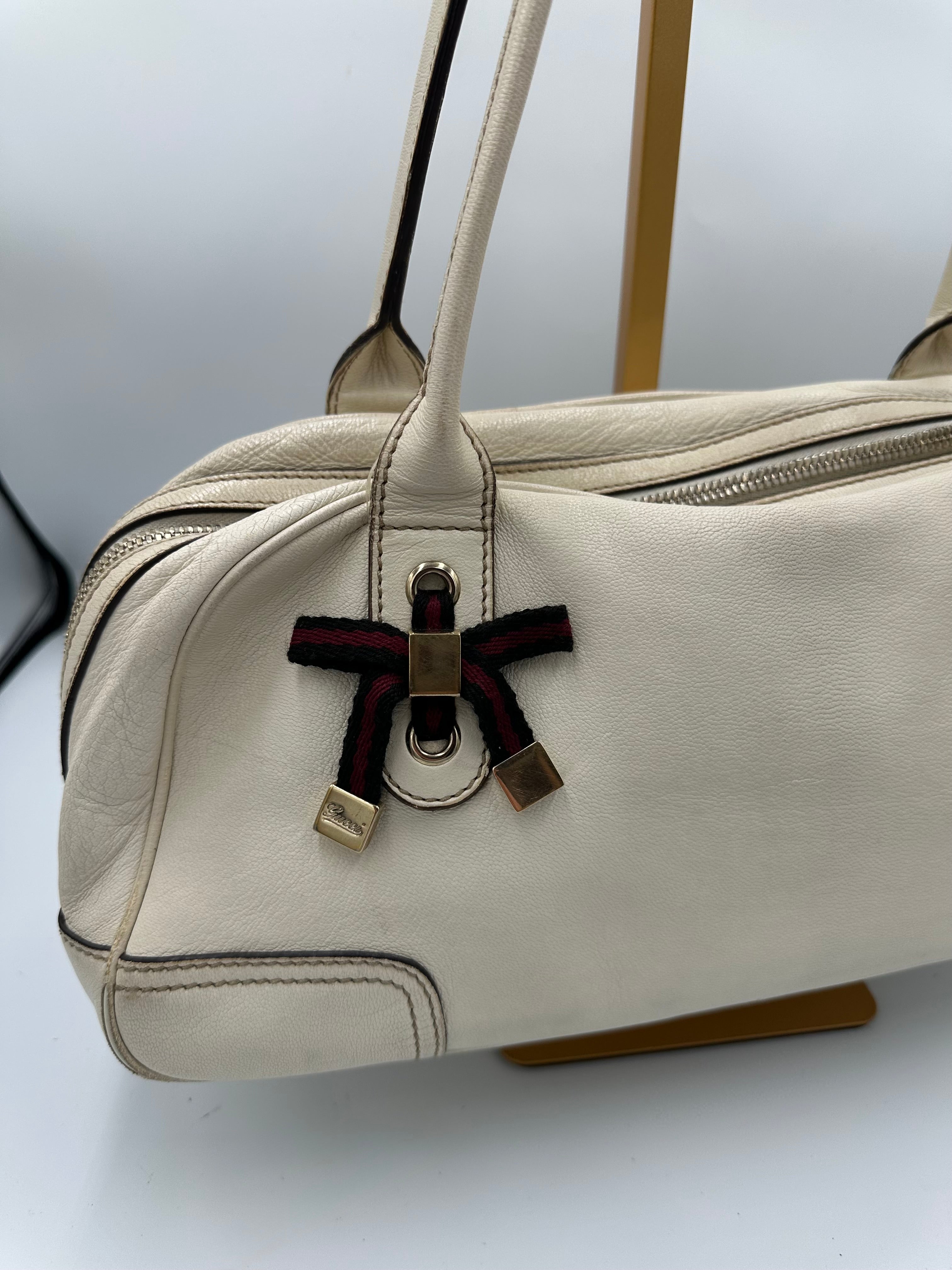 Gucci Princy Boston white leather shoulder bag