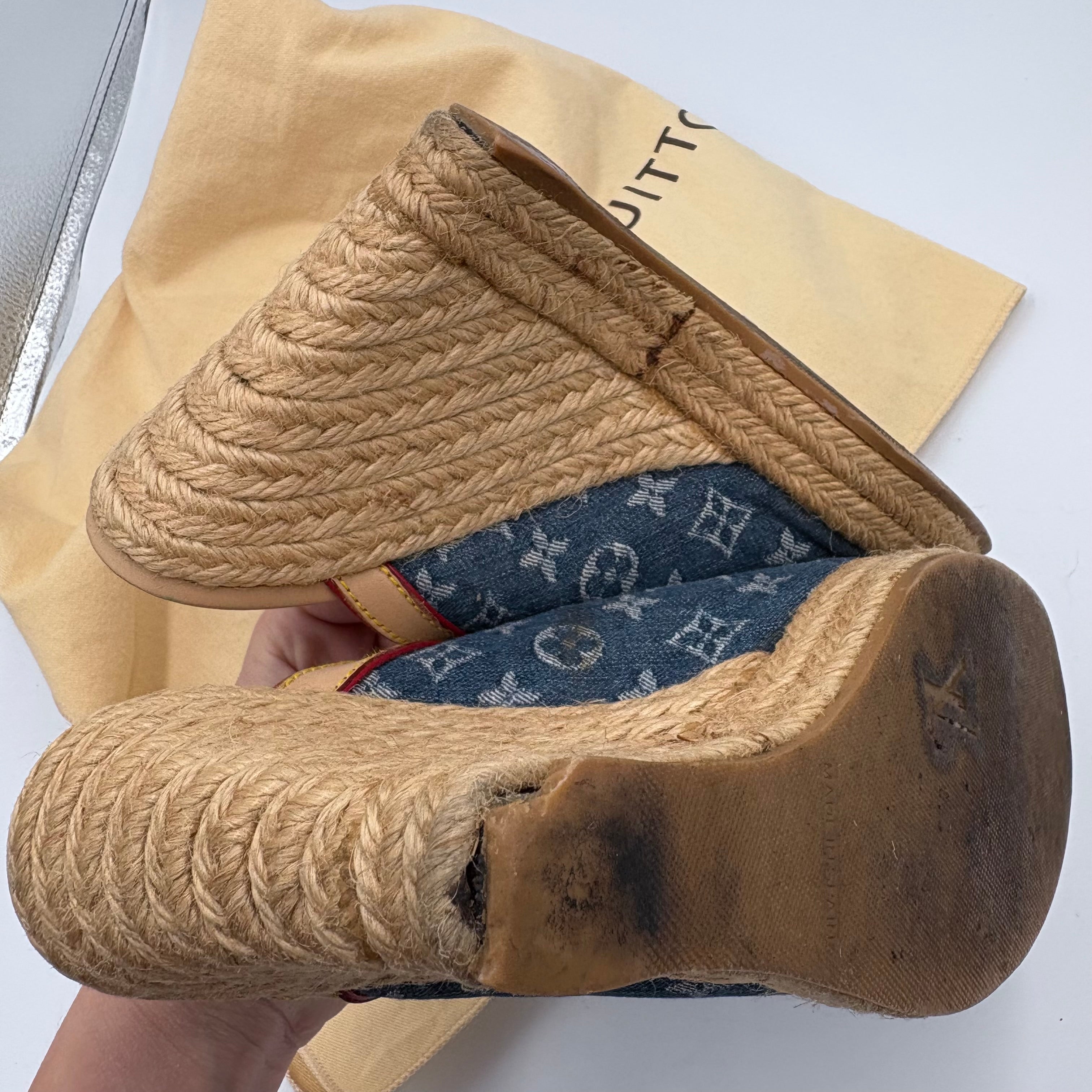 Louis Vuitton denim wedges