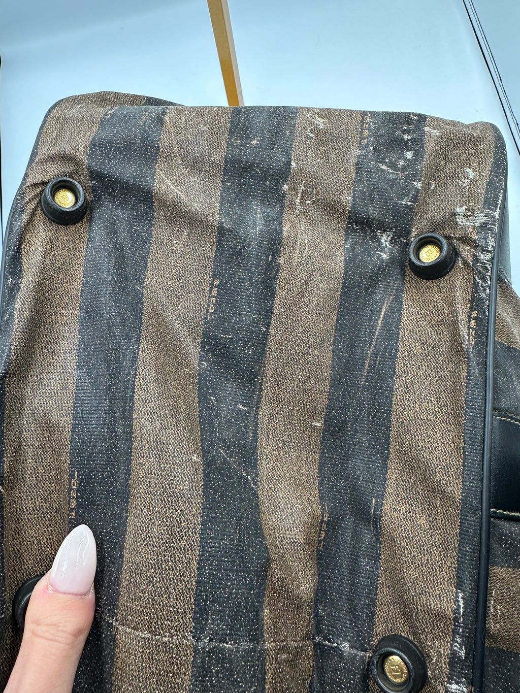 Fendi brown Pequin Stripe Keepall Weekend Duffel bag
