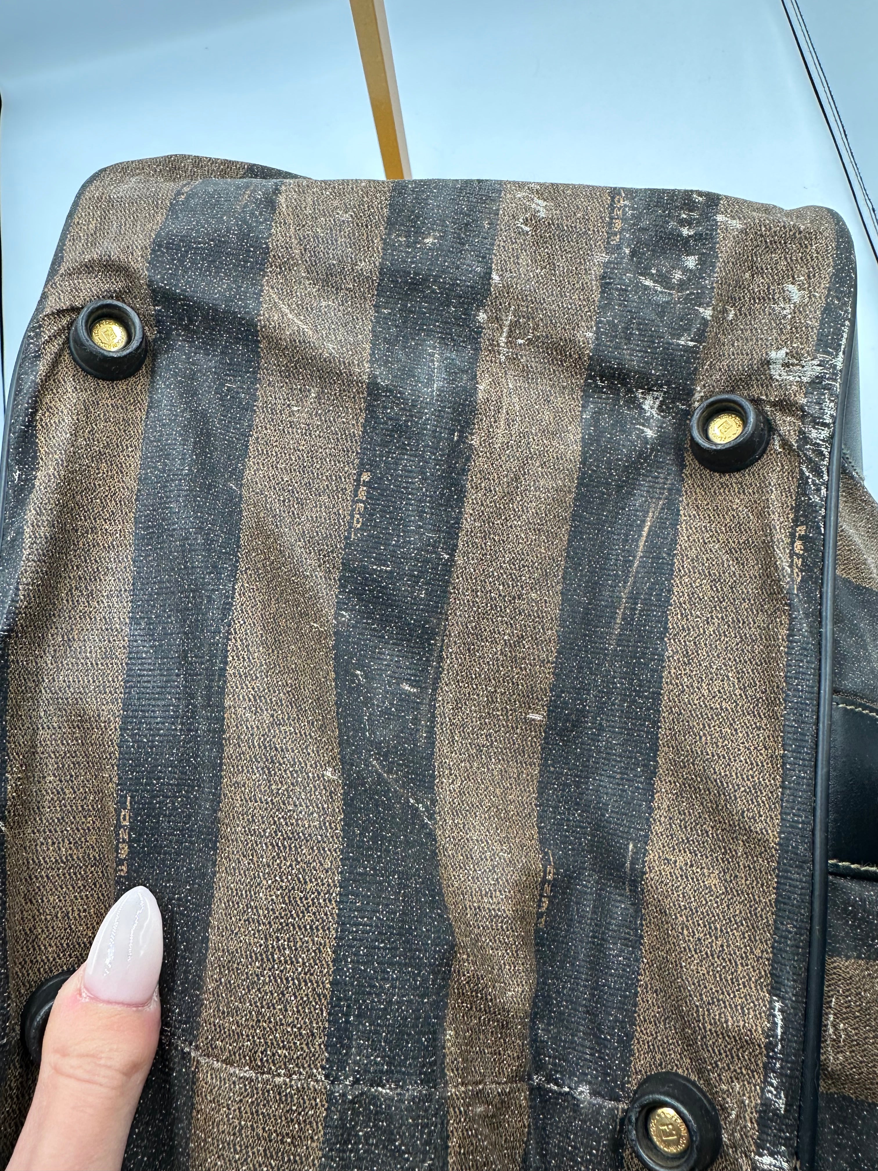 Fendi brown Pequin Stripe Keepall Weekend Duffel bag