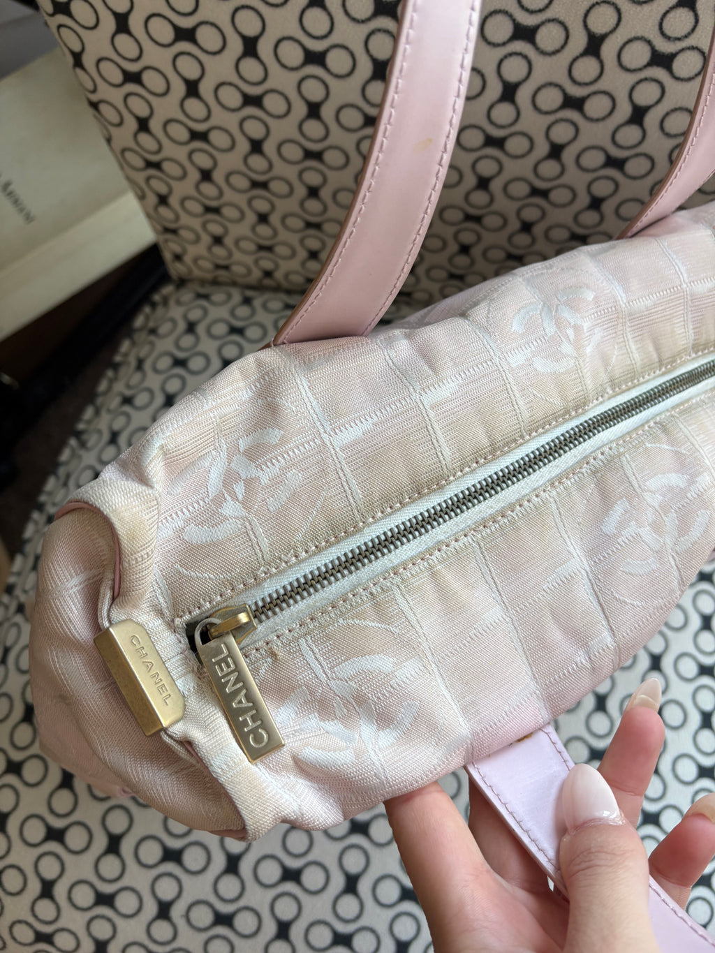 Chanel Travel Line blush pink tote bag from circa 2004