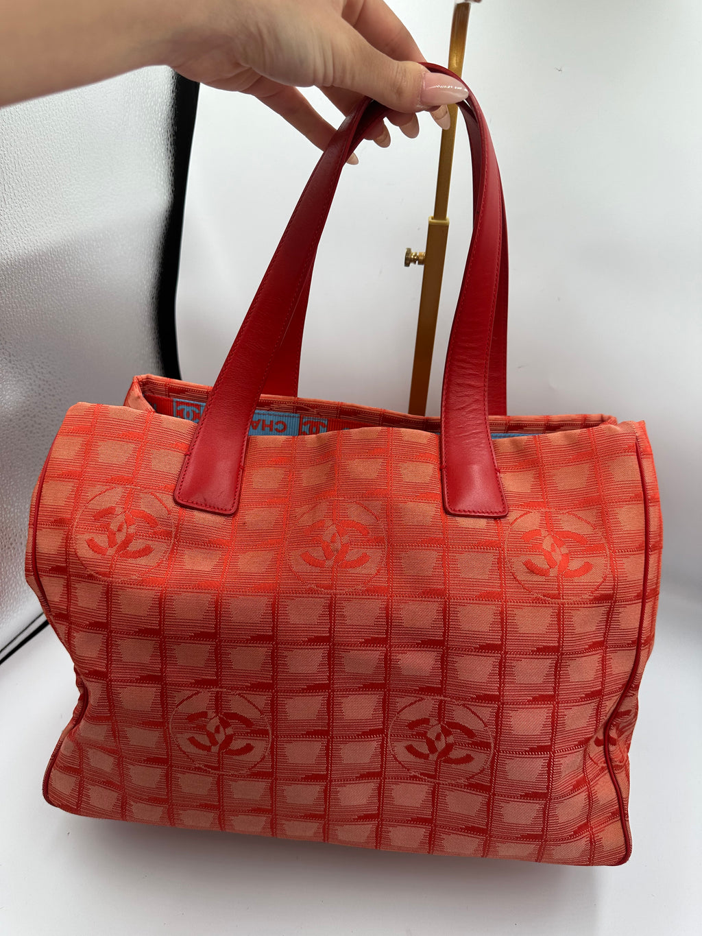 Chanel New Travel Line Tote MM Red Canvas
