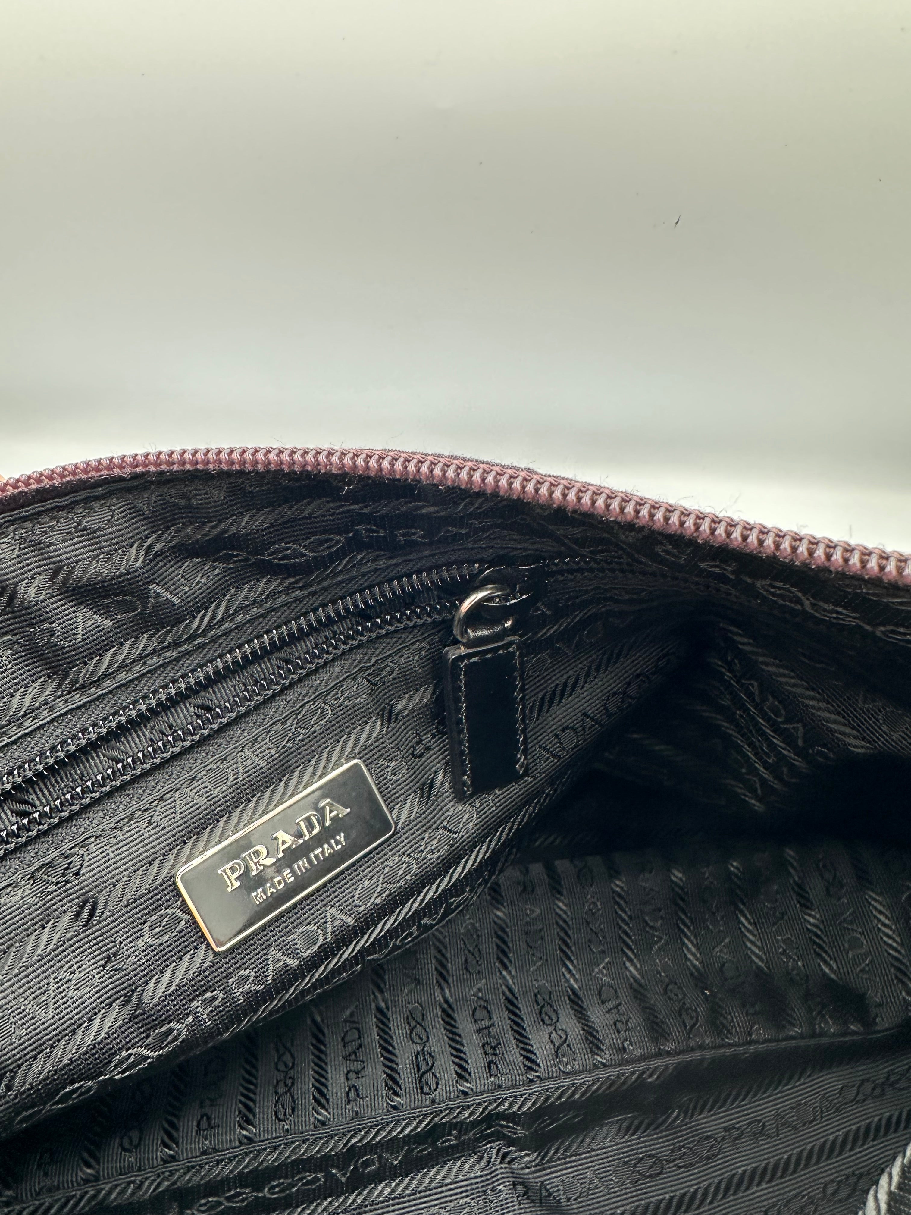 2001 Prada Galleria Nylon Flower Shoulder Bag